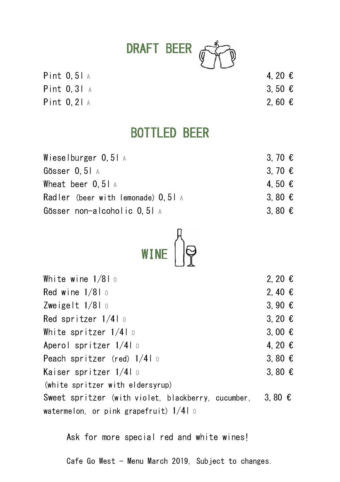 Speisekarte Cafe Go West in Wien, Seite 6