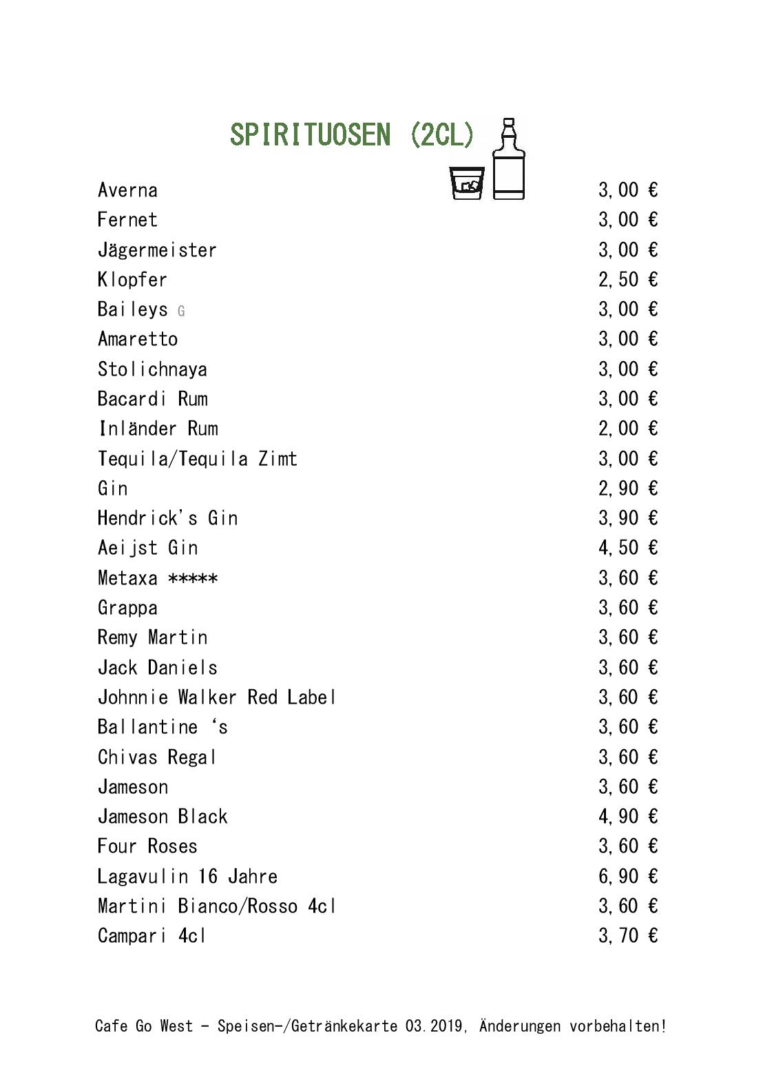 Speisekarte Cafe Go West in Wien, Seite 3