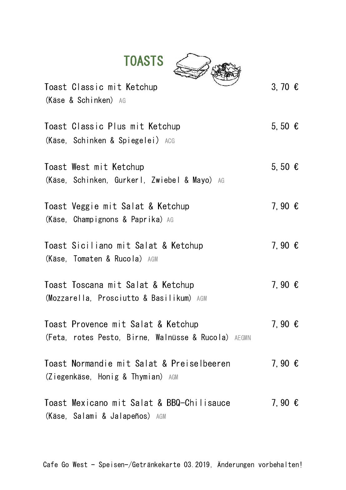 Speisekarte Cafe Go West in Wien, Seite 15