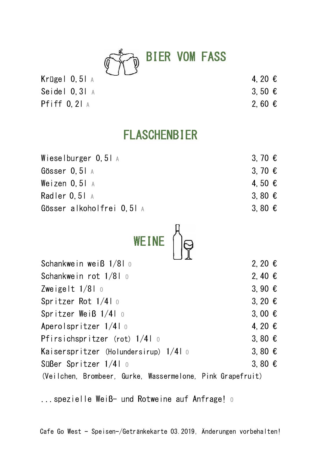 Speisekarte Cafe Go West in Wien, Seite 13