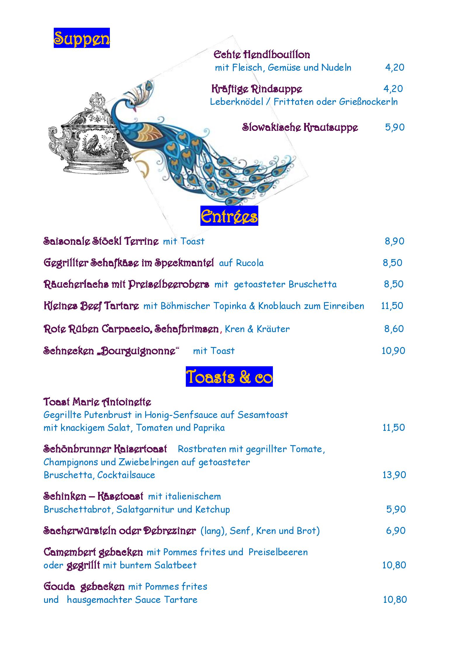 Speisekarte Restaurant Schönbrunner Stöckl in Wien, Seite 4