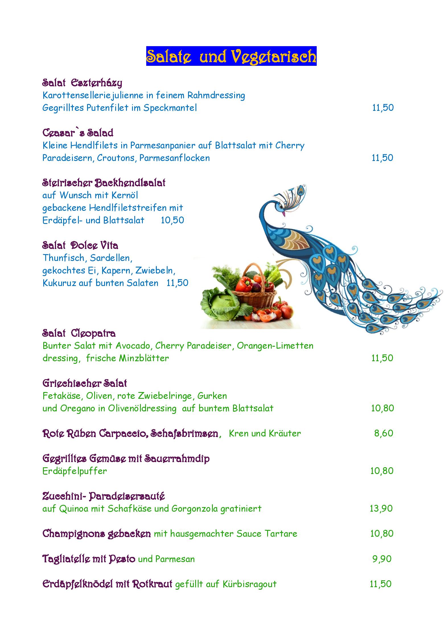 Speisekarte Restaurant Schönbrunner Stöckl in Wien, Seite 3