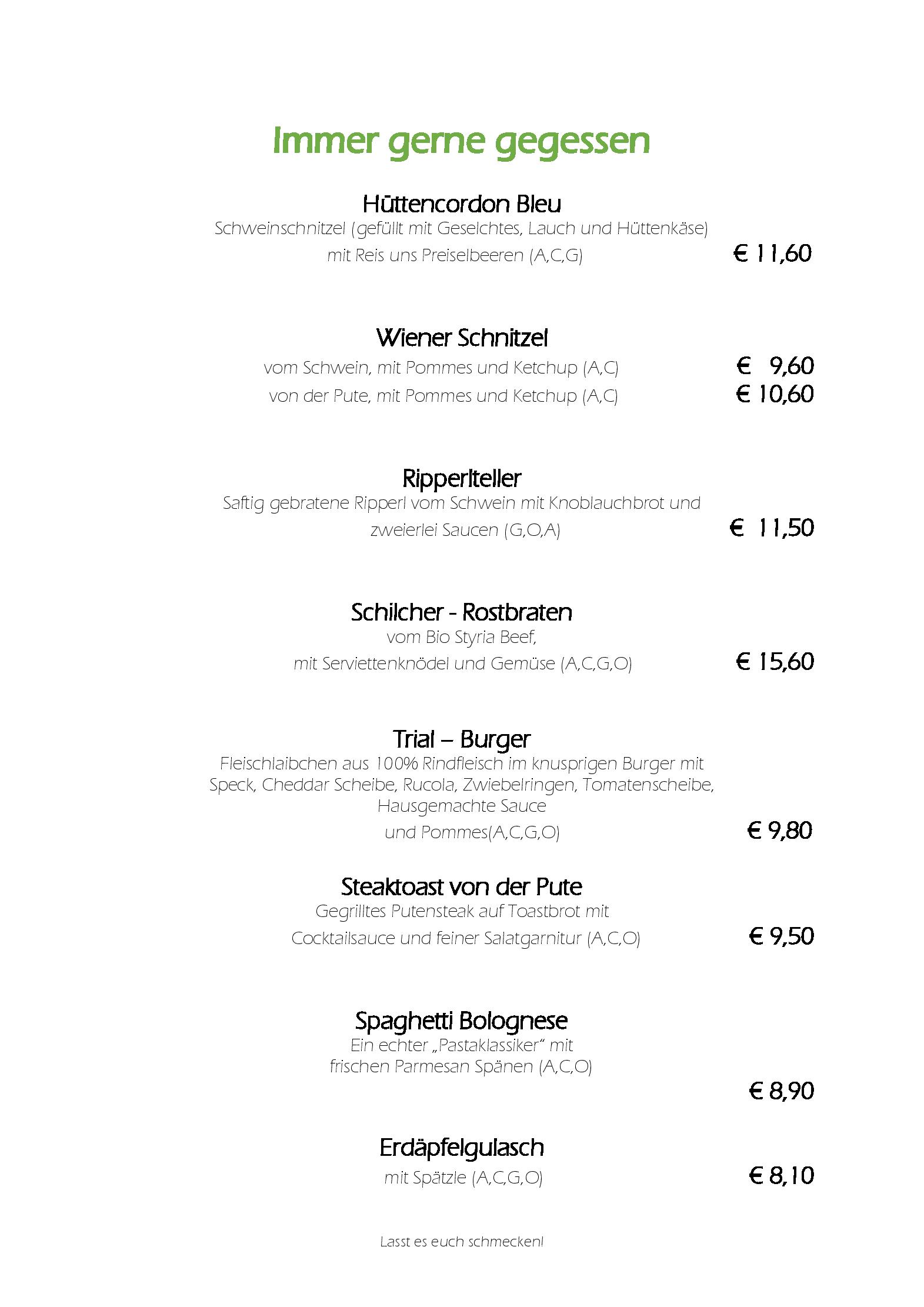 Speisekarte Erlebnisgasthof Moasterhaus in Hirschegg, Seite 4