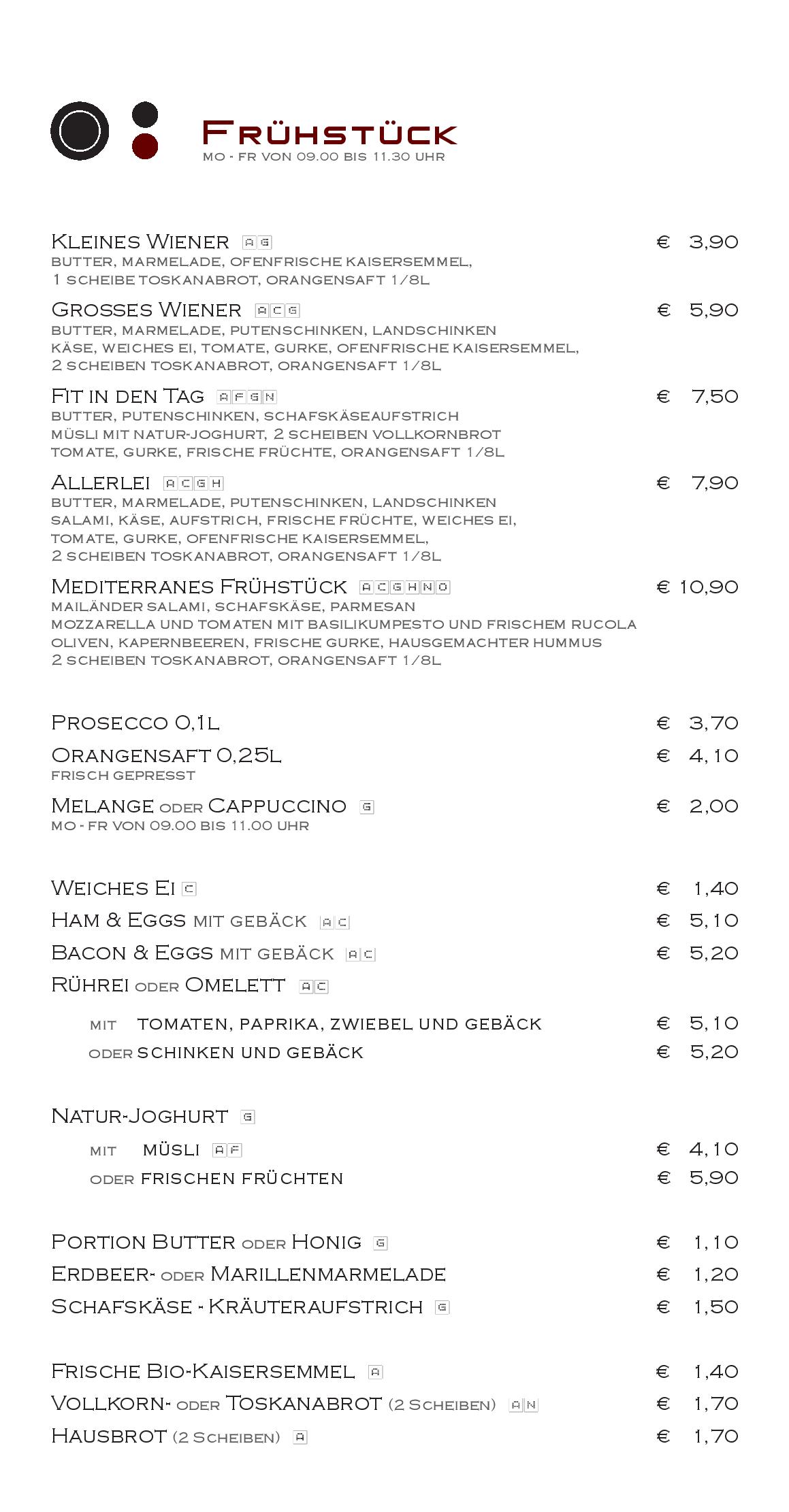 Speisekarte aus:klang Bar Cafe Restaurant in Wien, Seite 7