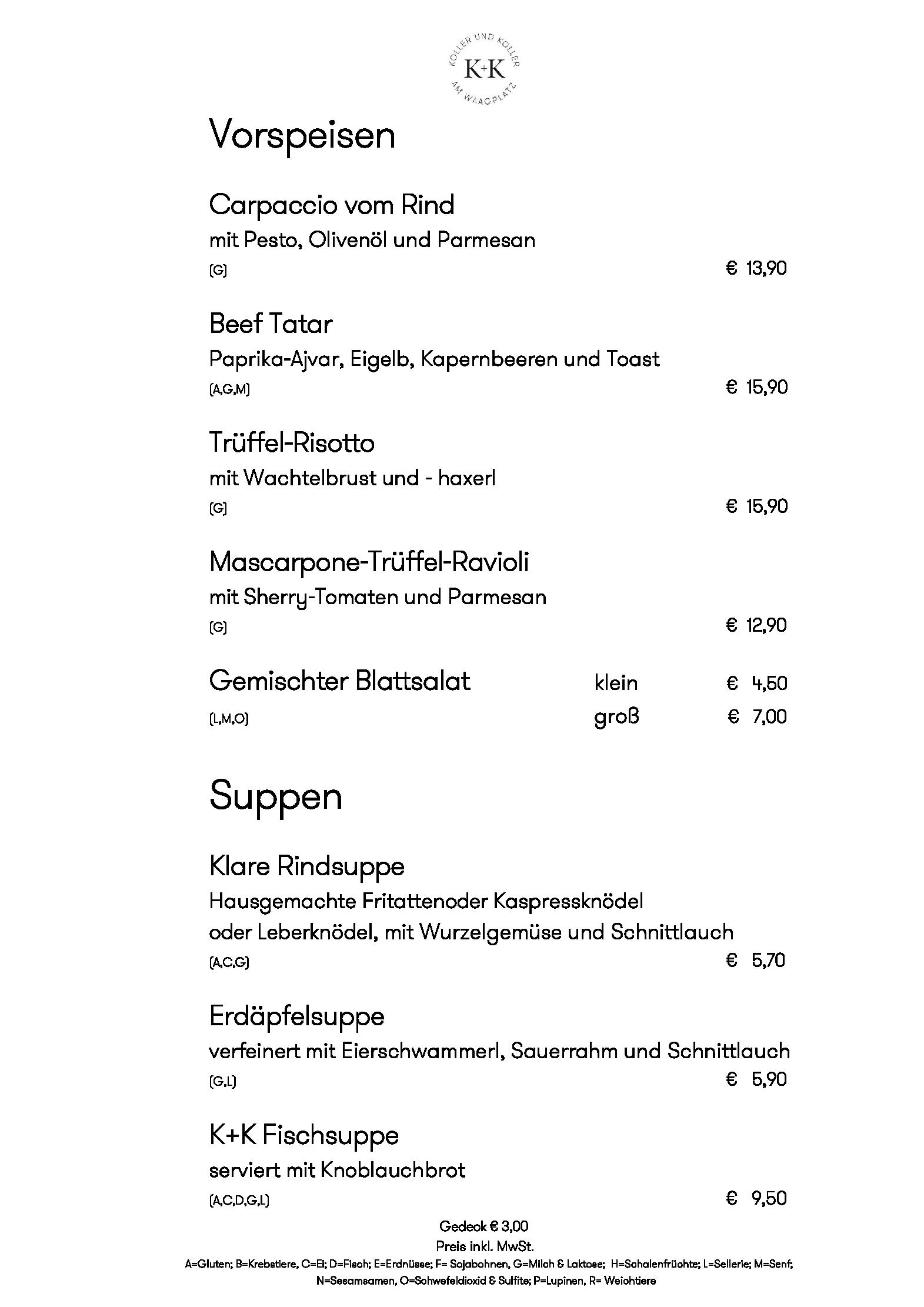 Speisekarte KOLLER+KOLLER am Waagplatz in Salzburg, Seite 2