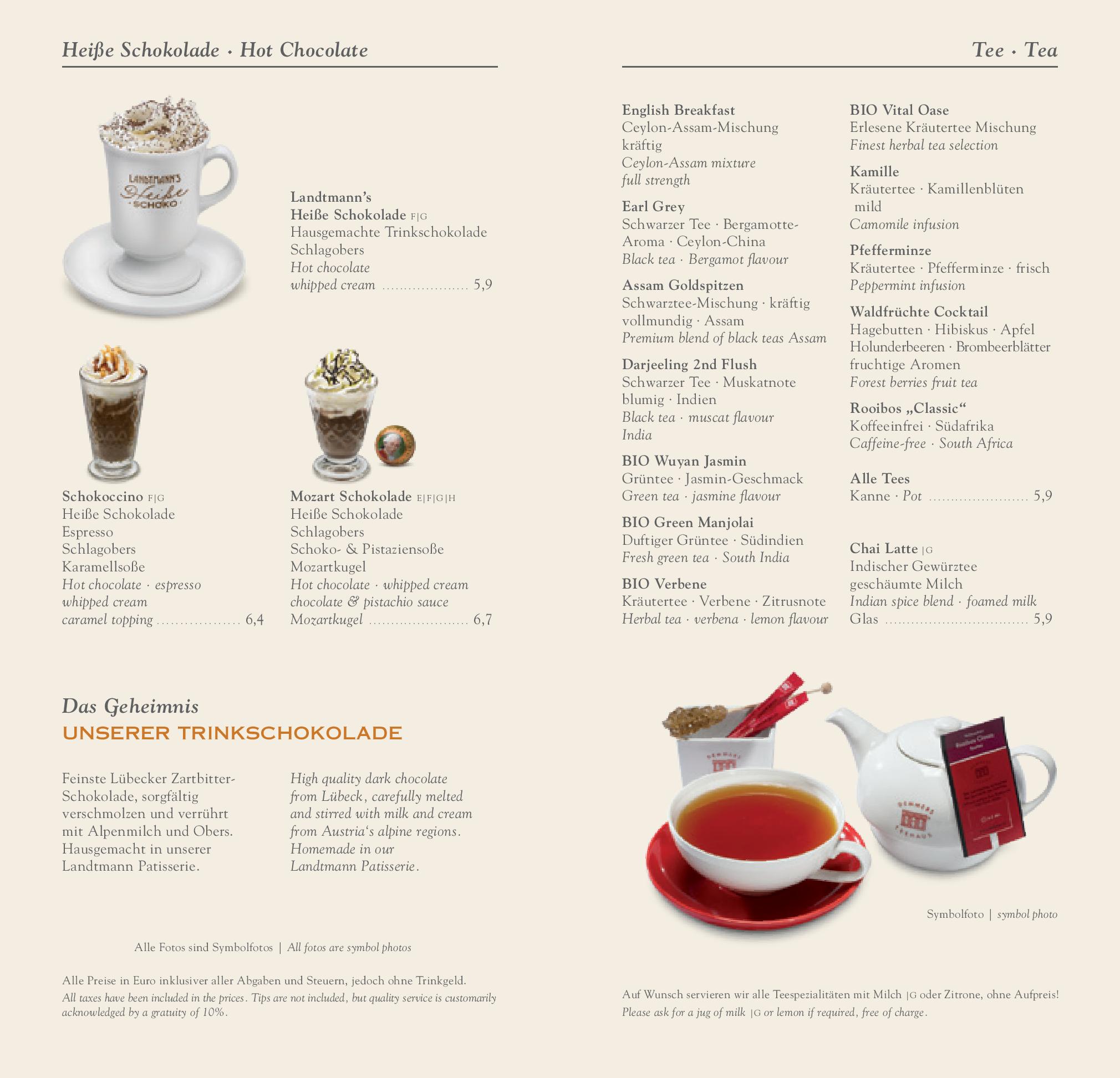 Speisekarte Café Landtmann in Wien, Seite 4