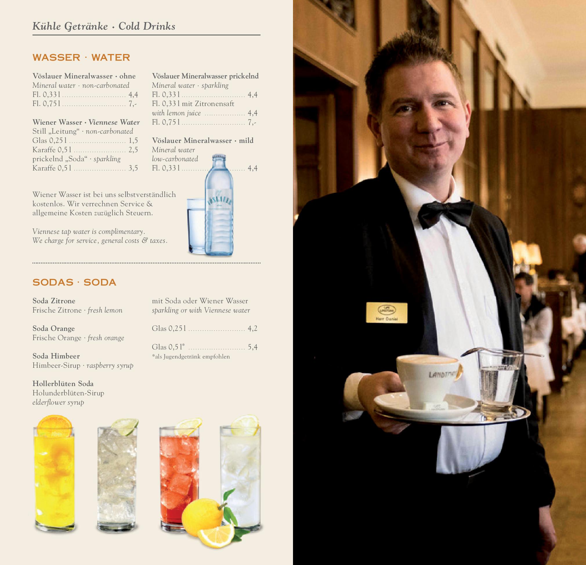 Speisekarte Café Landtmann in Wien, Seite 2