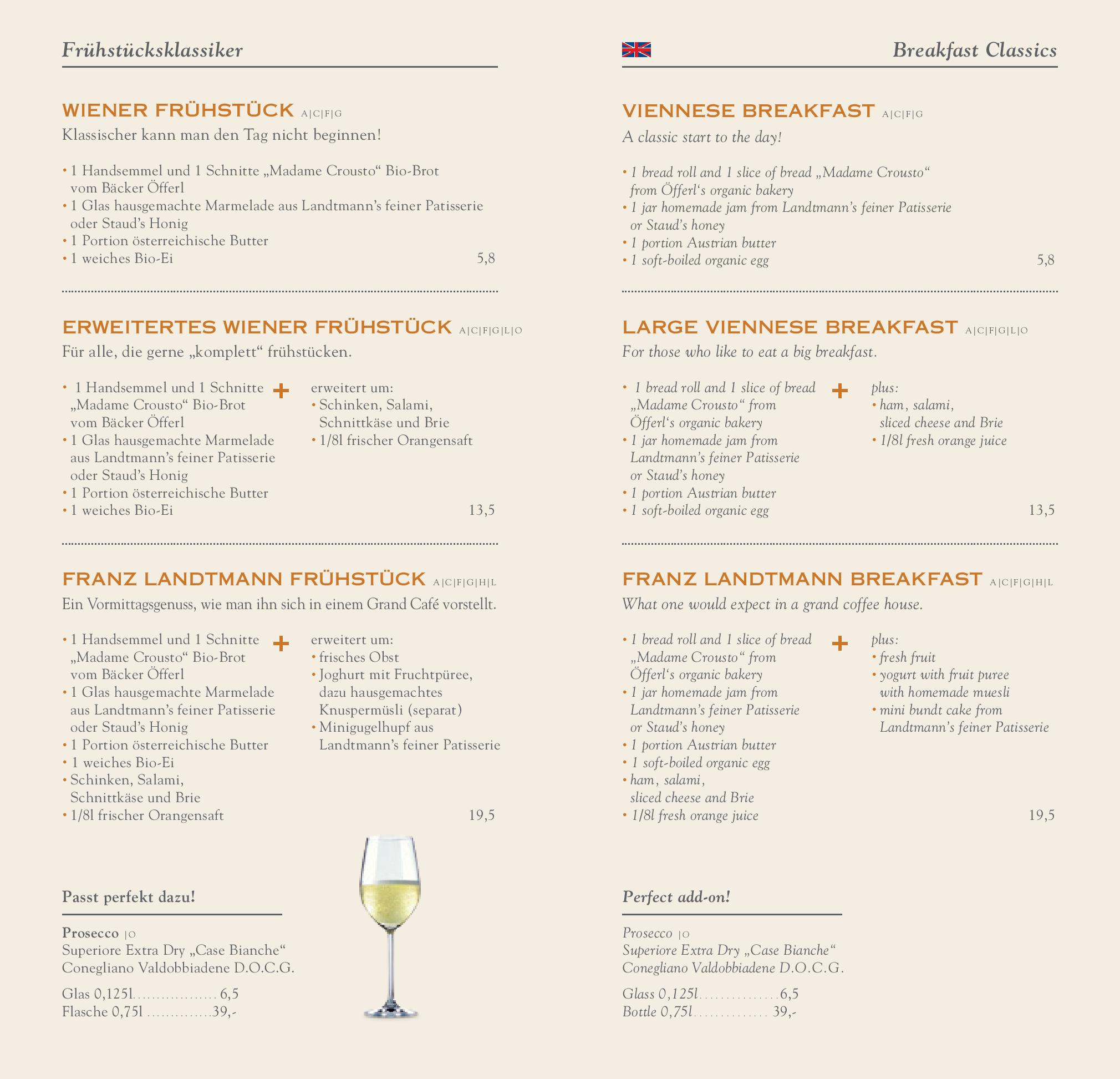 Speisekarte Café Landtmann in Wien, Seite 12