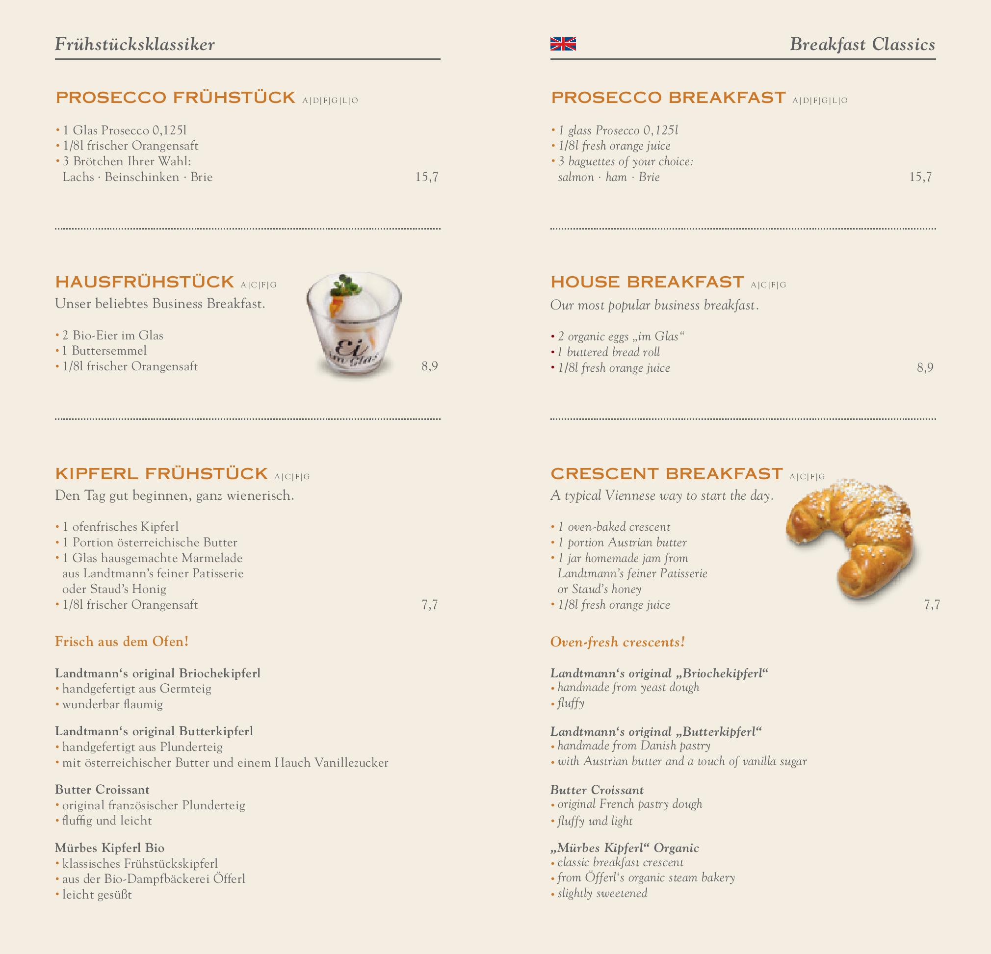 Speisekarte Café Landtmann in Wien, Seite 11