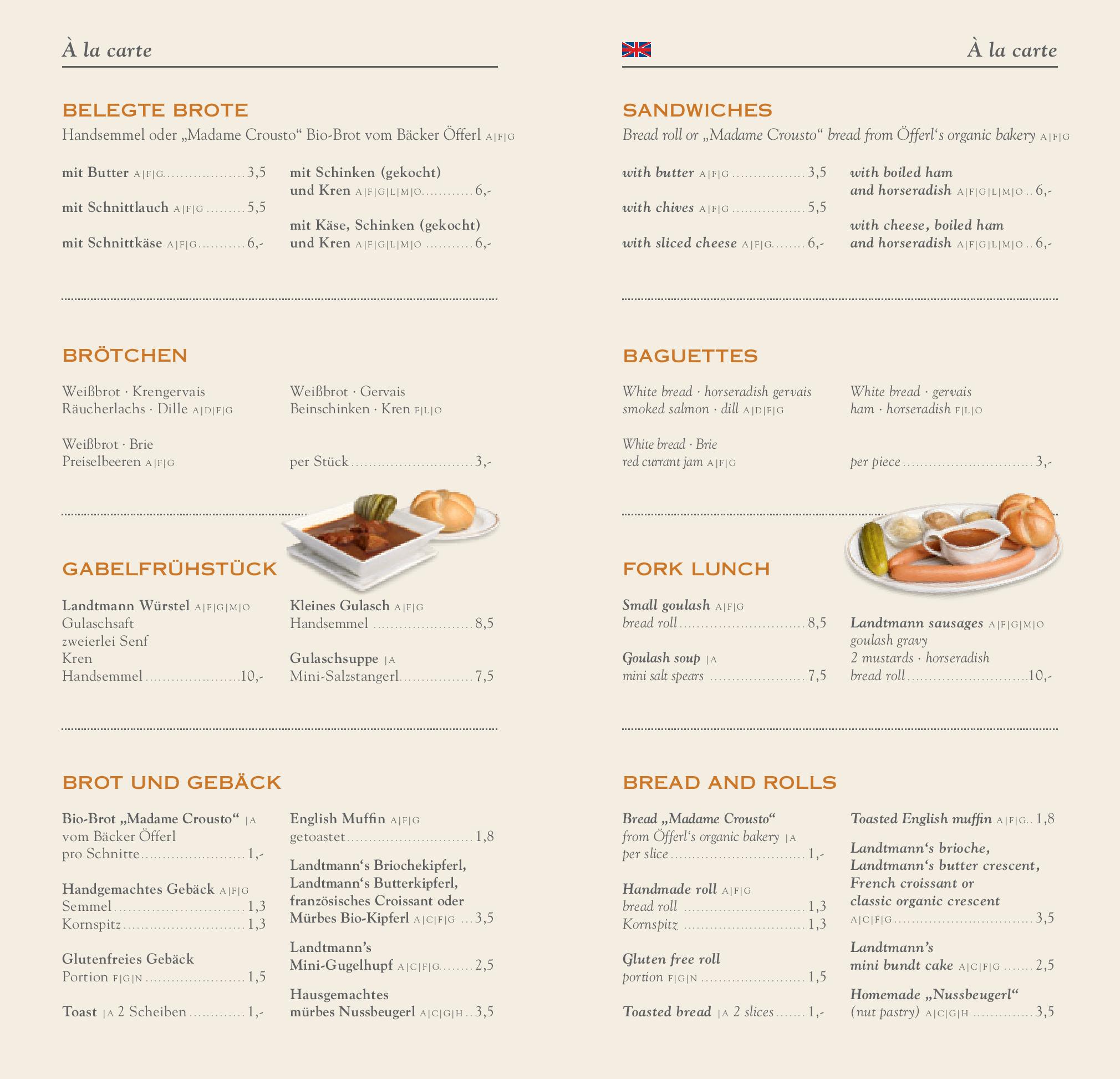 Speisekarte Café Landtmann in Wien, Seite 7