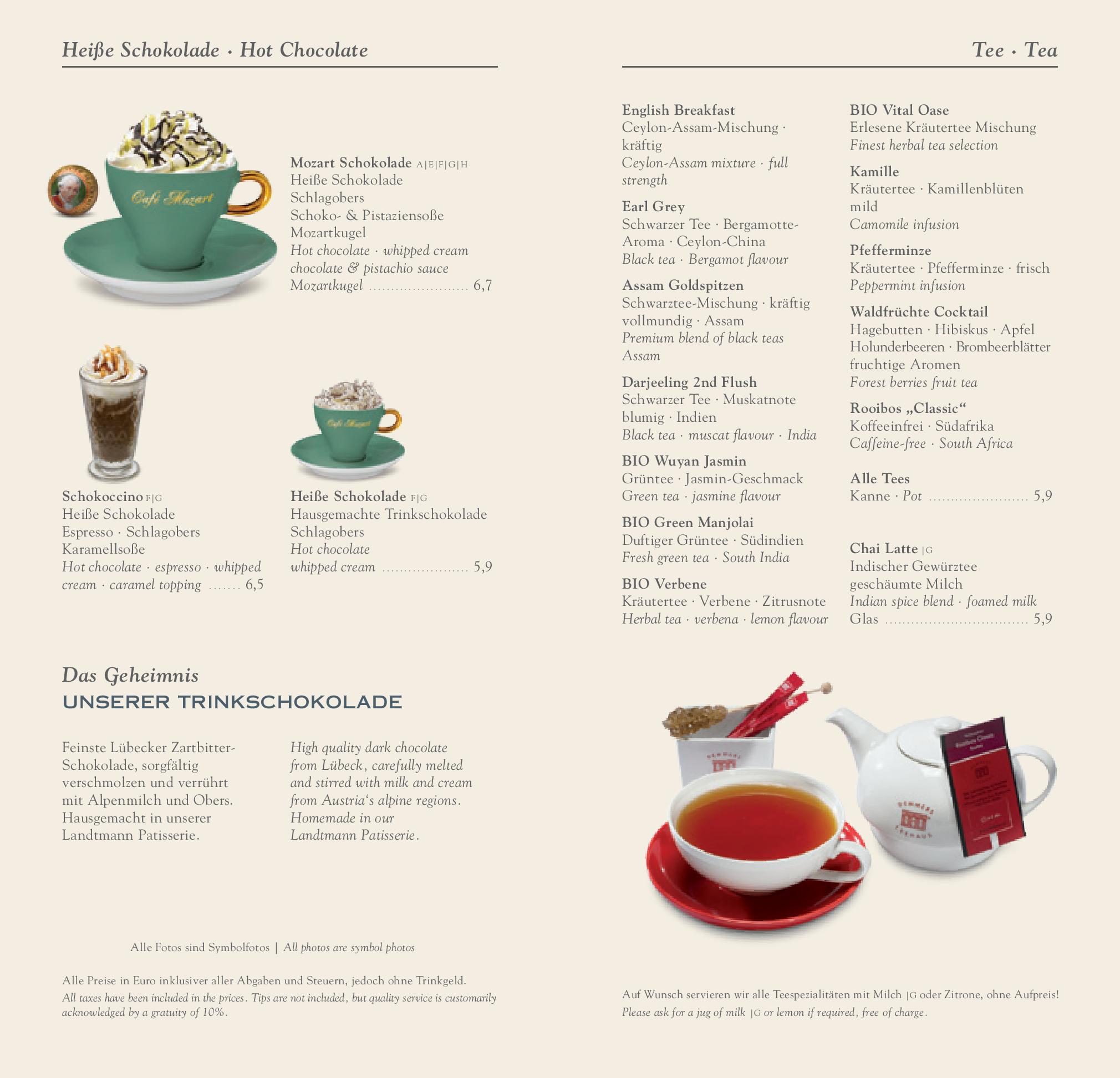 Speisekarte Café Mozart in Wien, Seite 4