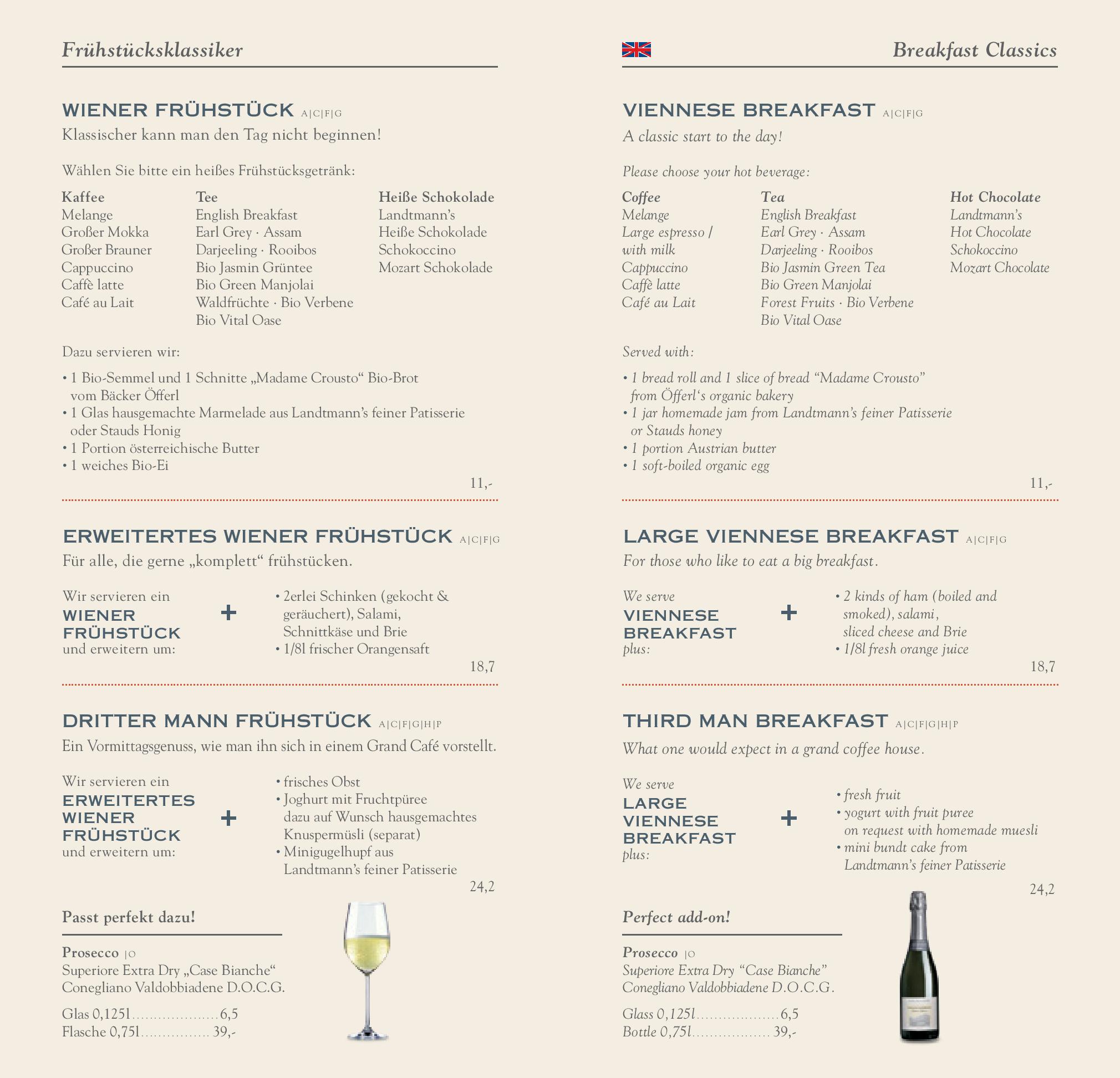 Speisekarte Café Mozart in Wien, Seite 12