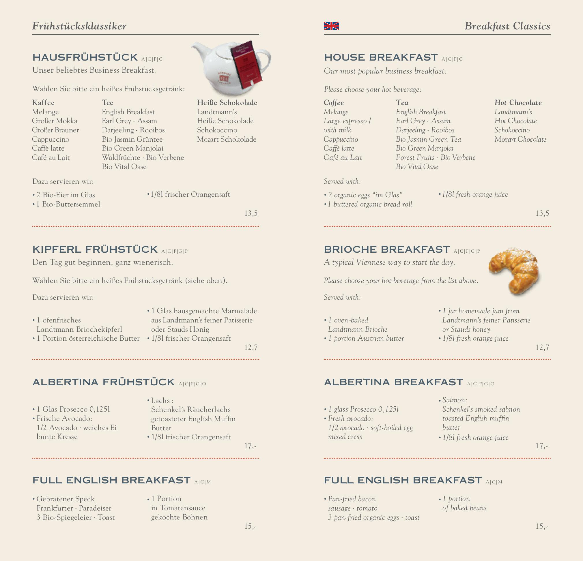 Speisekarte Café Mozart in Wien, Seite 11