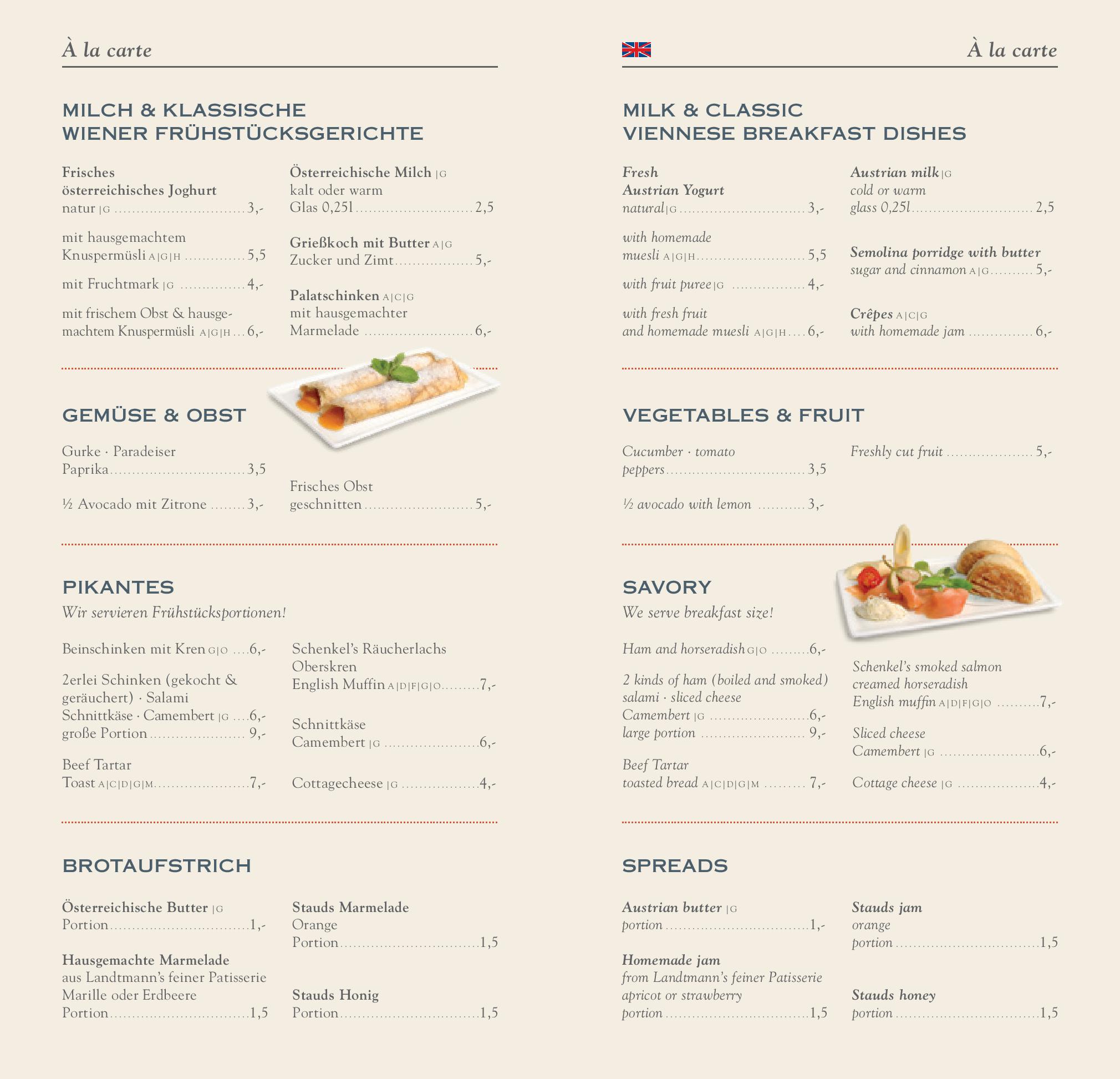 Speisekarte Café Mozart in Wien, Seite 8