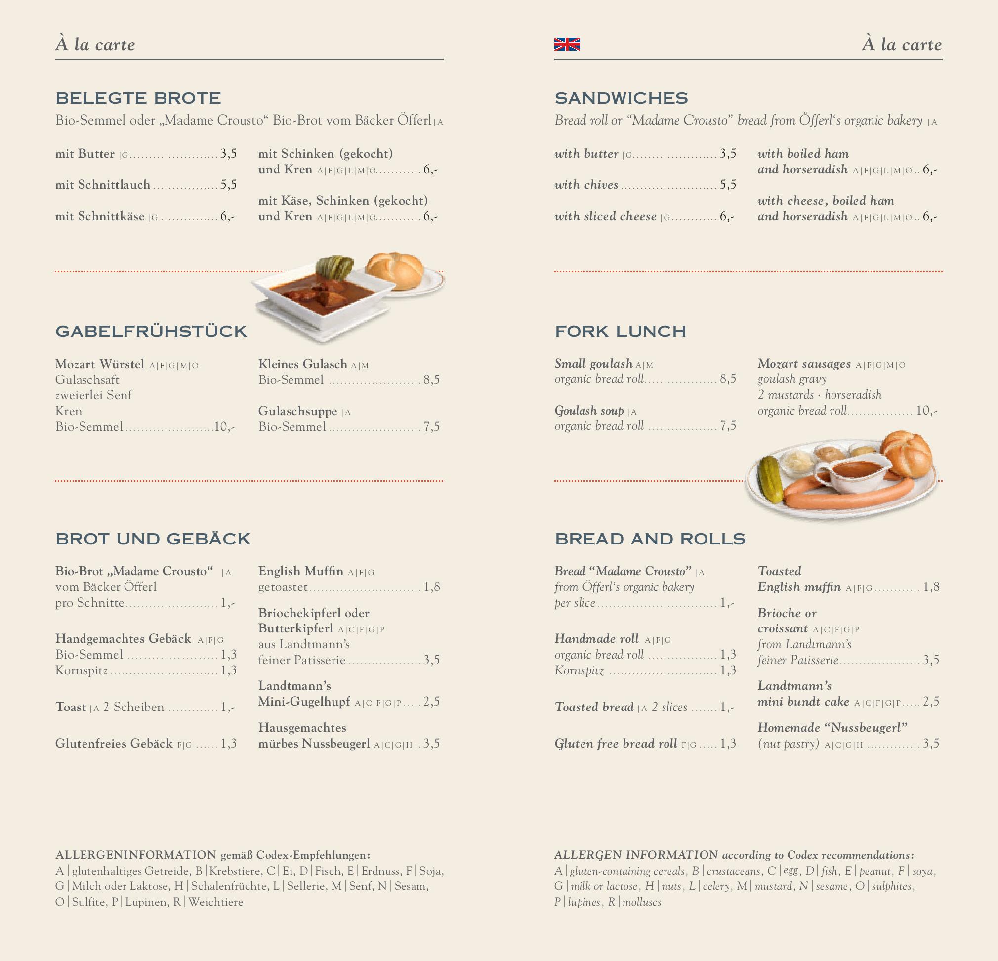 Speisekarte Café Mozart in Wien, Seite 7
