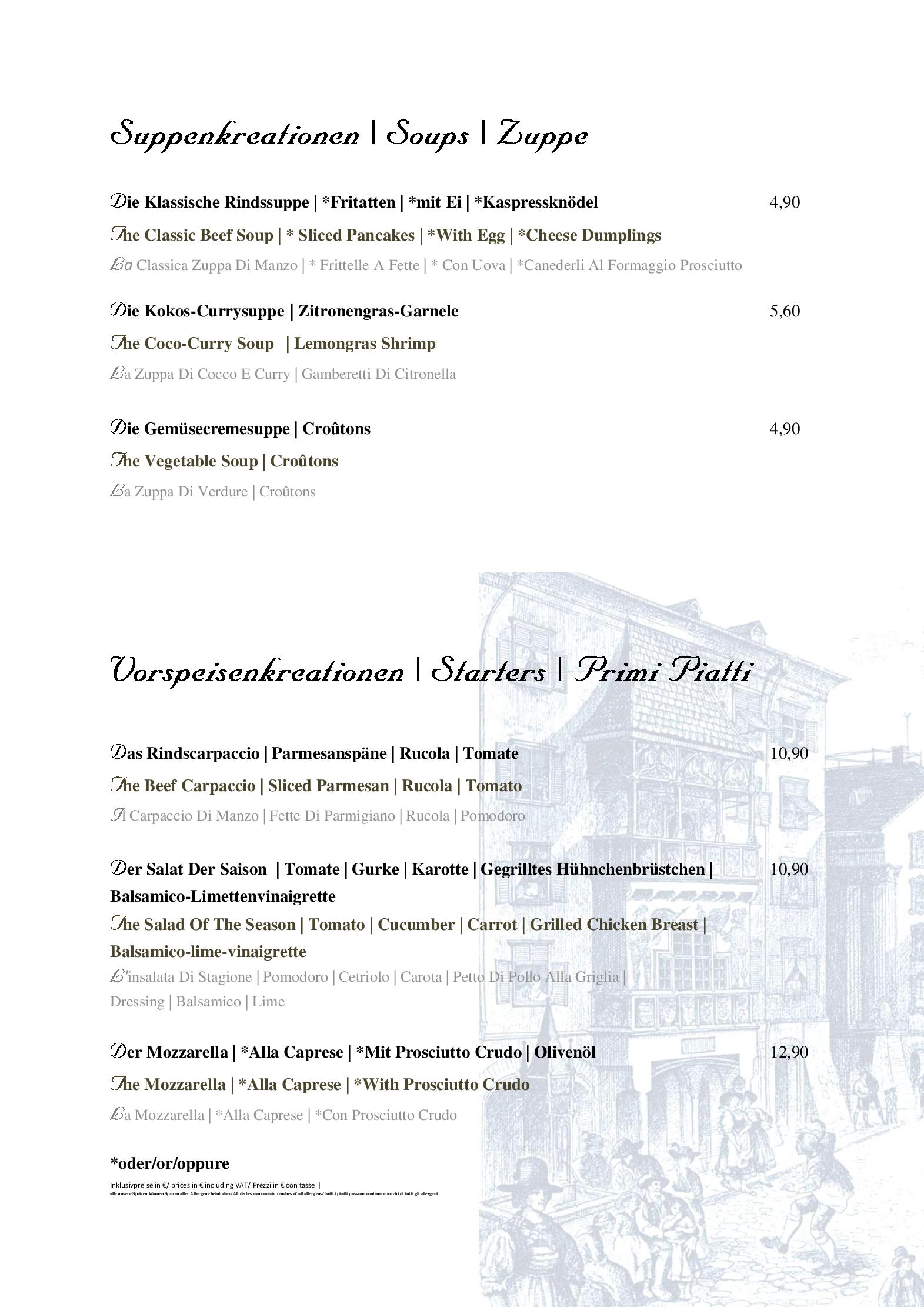 Speisekarte Hotel Innsbruck GmbH & Co  KG in Innsbruck, Seite 3