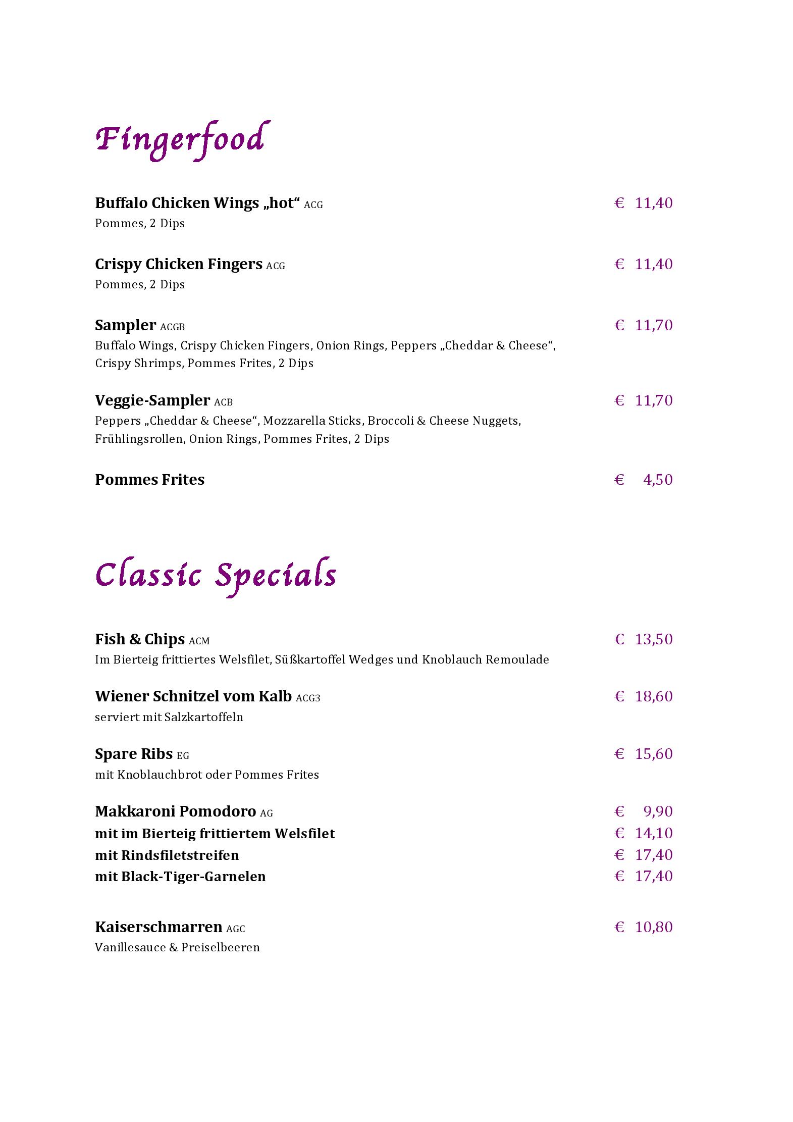 Speisekarte Ibex Musikbar/Restaurant in Nauders, Seite 3