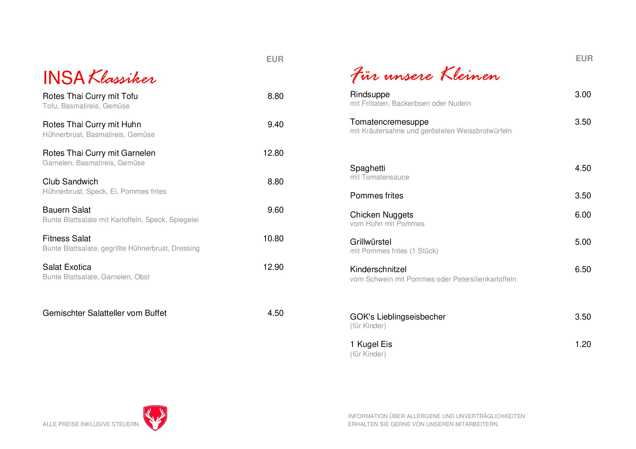 Speisekarte Hapimag Resort Zell am See - Restaurant Insas in Zell am See, Seite 16