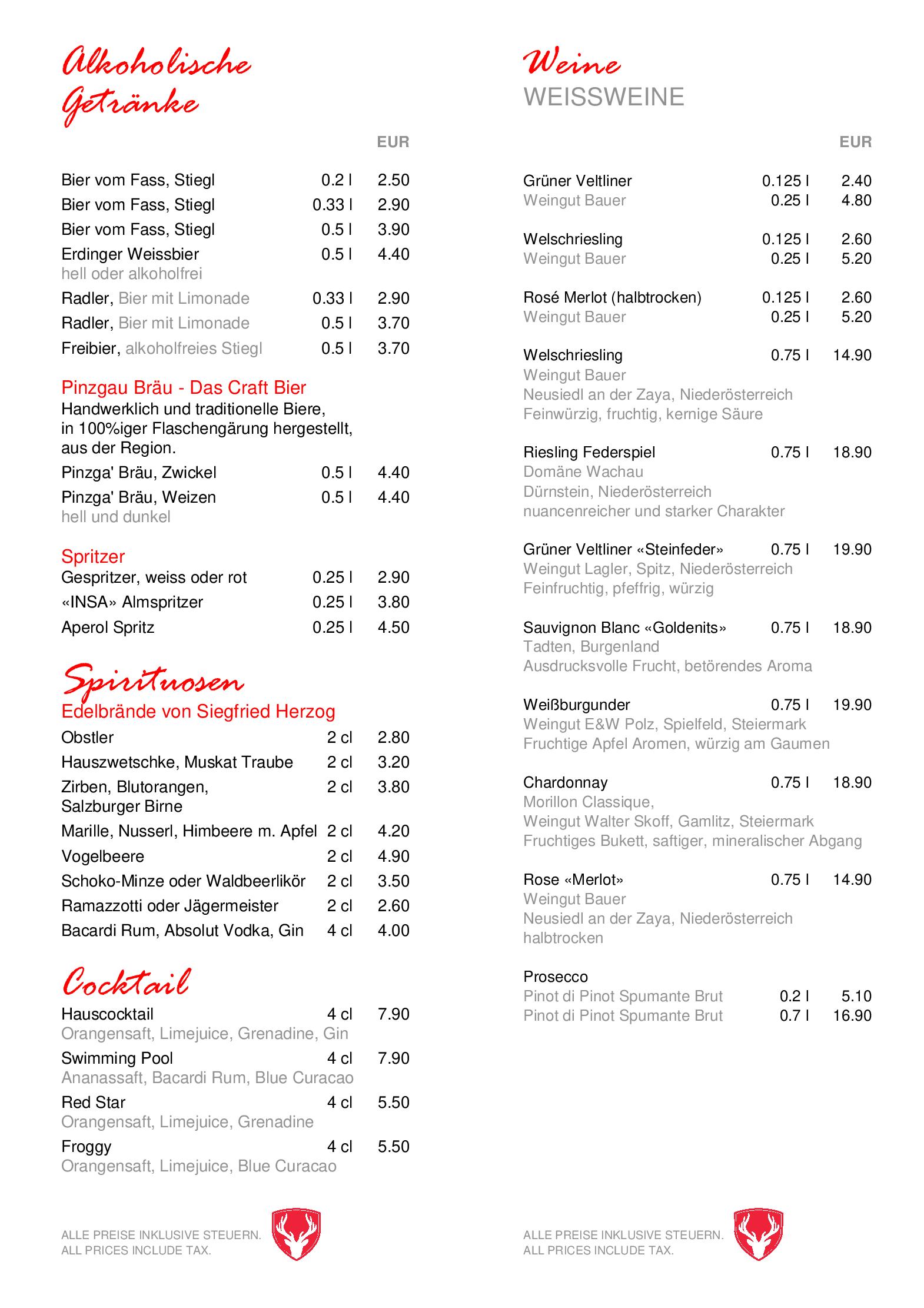 Speisekarte Hapimag Resort Zell am See - Restaurant Insas in Zell am See, Seite 18