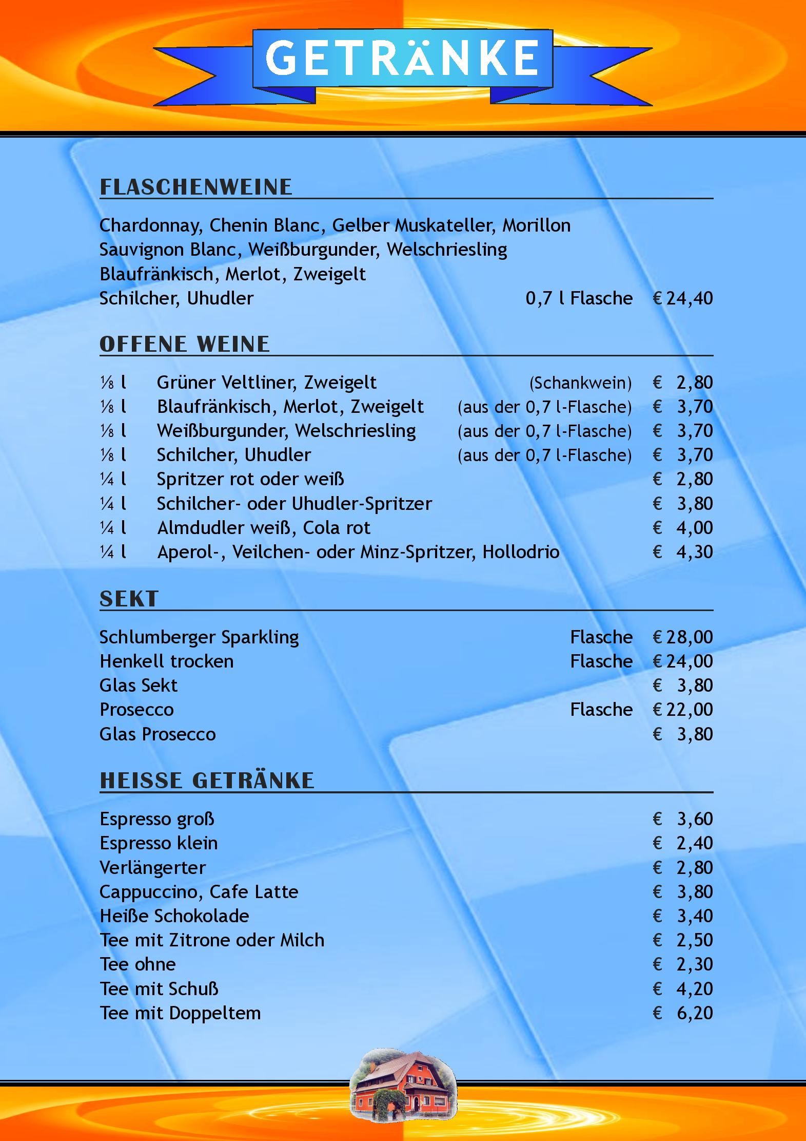 Speisekarte Gasthof Zum Bayernbrunnen in Graz, Seite 8