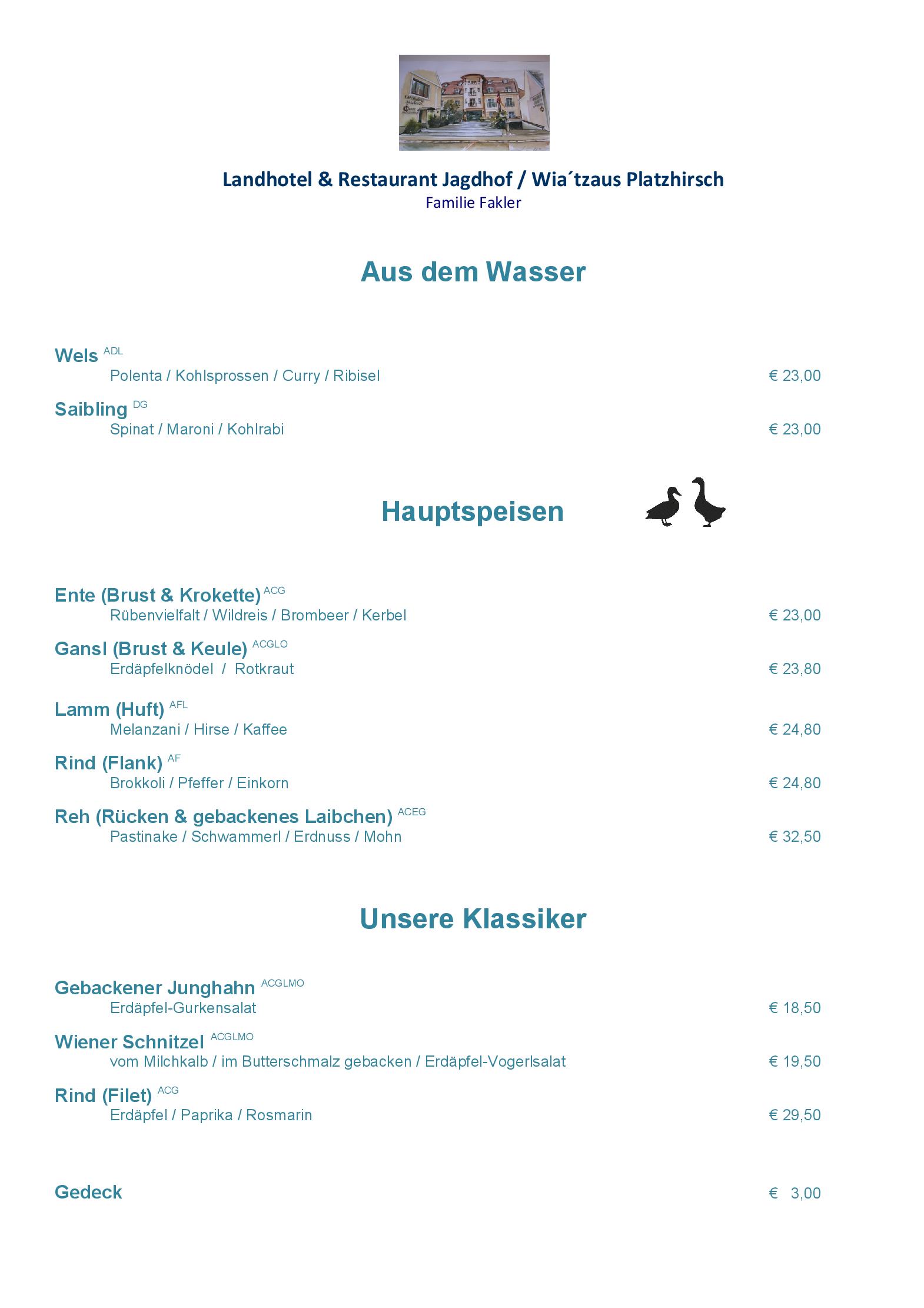 Speisekarte Landhotel & Restaurant Jagdhof in Guntramsdorf, Seite 14
