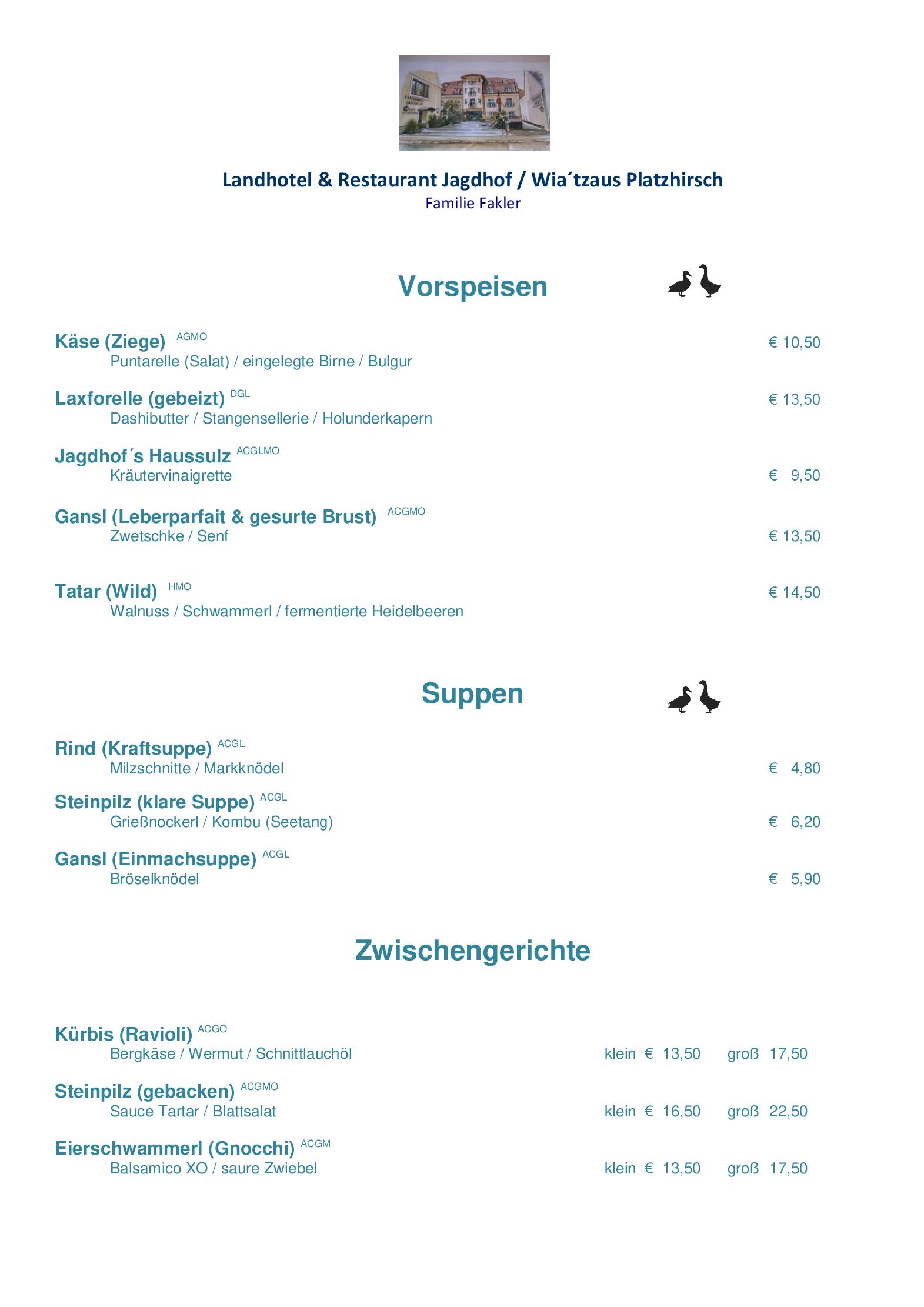 Speisekarte Landhotel & Restaurant Jagdhof in Guntramsdorf, Seite 12