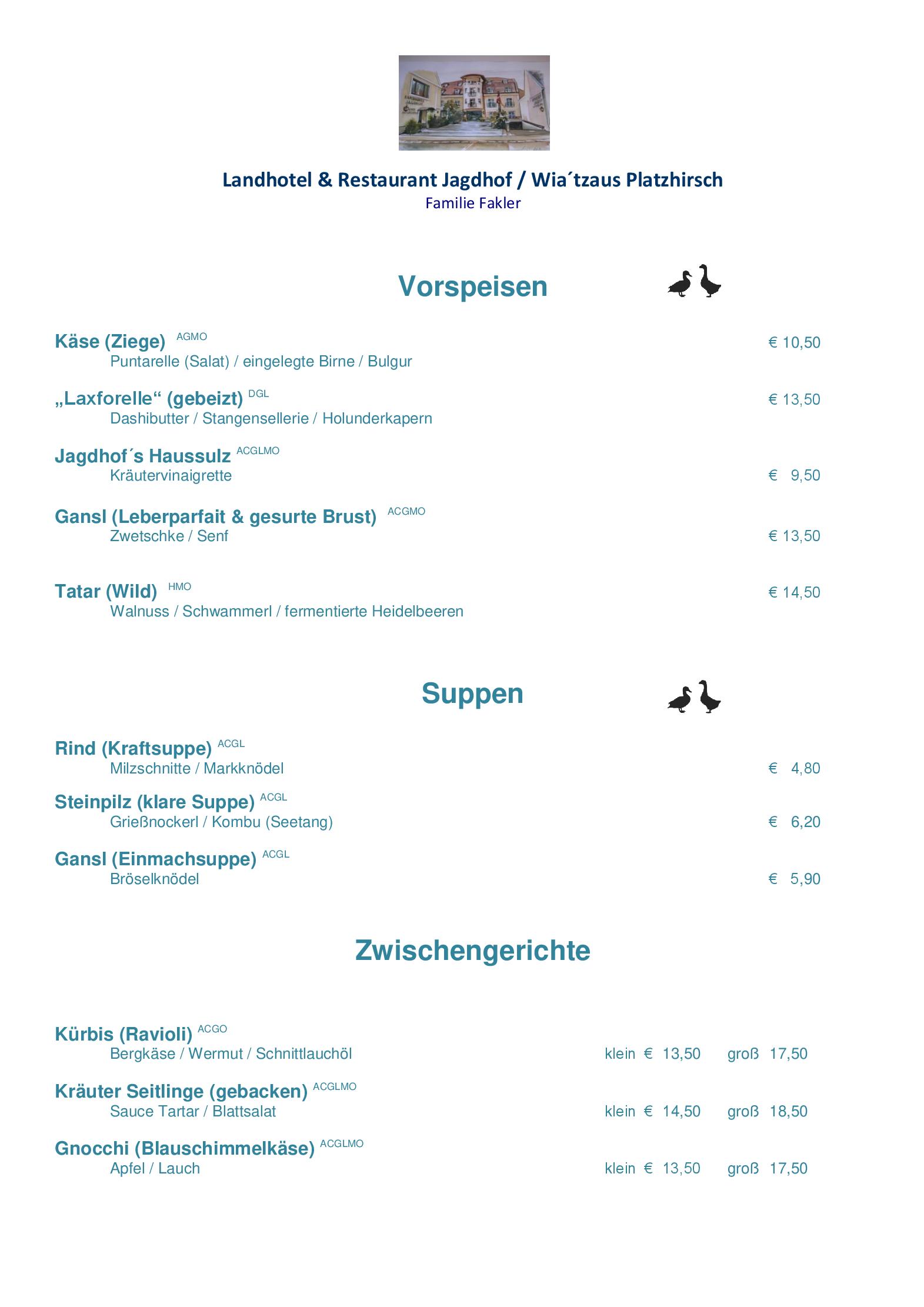 Speisekarte Landhotel & Restaurant Jagdhof in Guntramsdorf, Seite 16