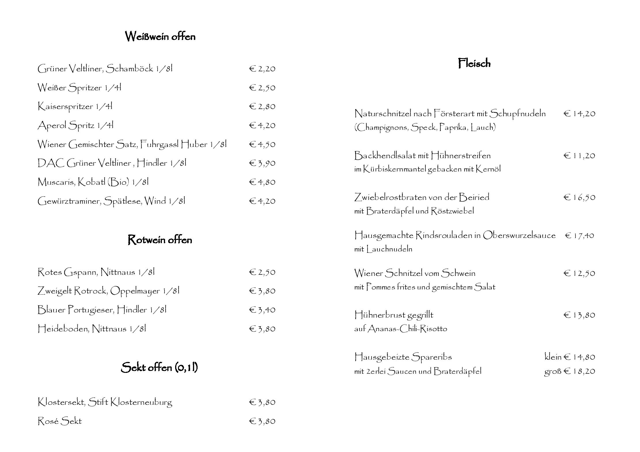 Speisekarte Flokal in Wien, Seite 4
