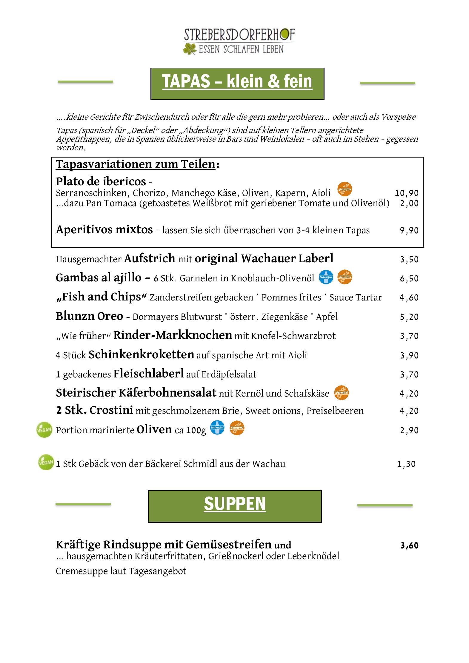 Speisekarte SH Gastrobetriebs  GmbH in Wien, Seite 2
