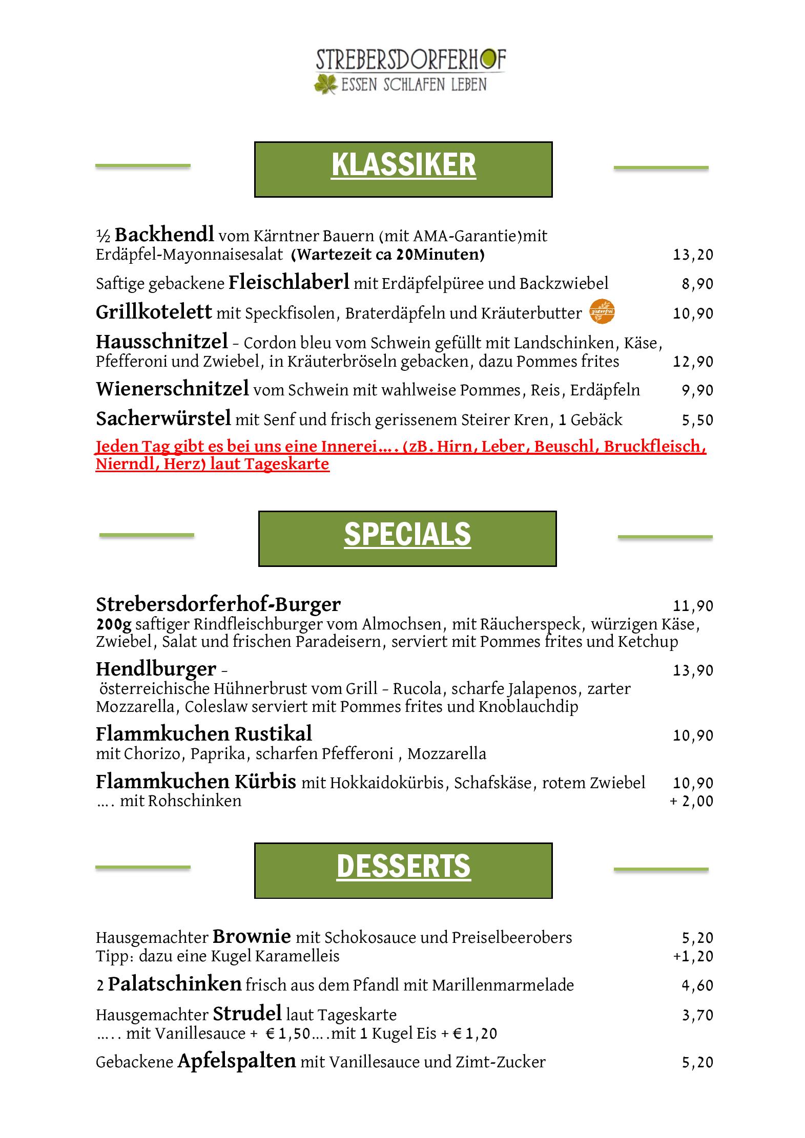 Speisekarte SH Gastrobetriebs  GmbH in Wien, Seite 4