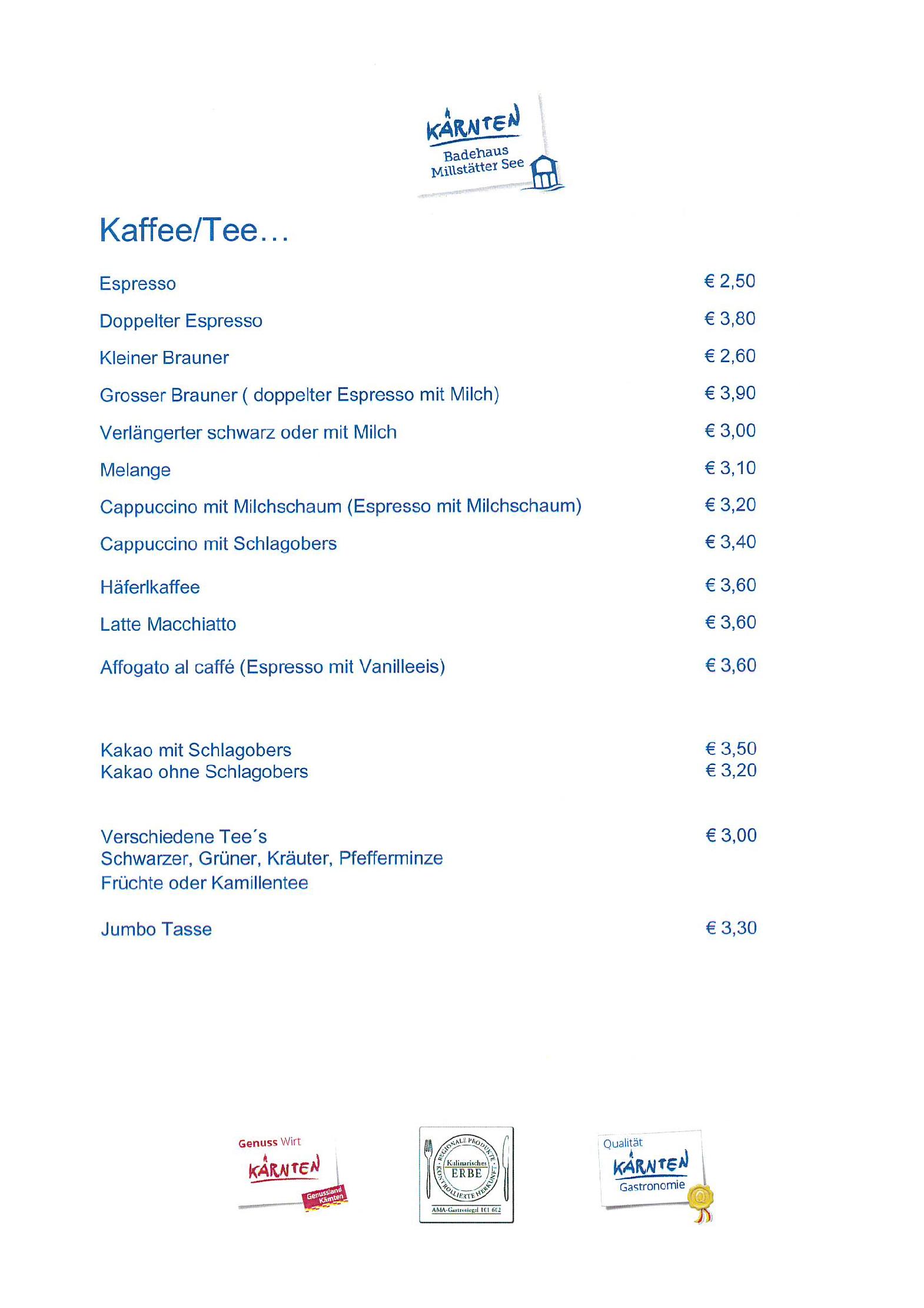 Speisekarte Kärnten Badehaus Millstätter See in Millstatt, Seite 7