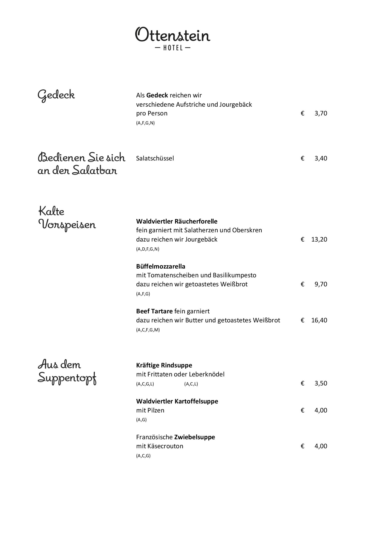 Speisekarte Hotel Ottenstein - Das Wohlfühlhotel in Rastenfeld, Seite 5