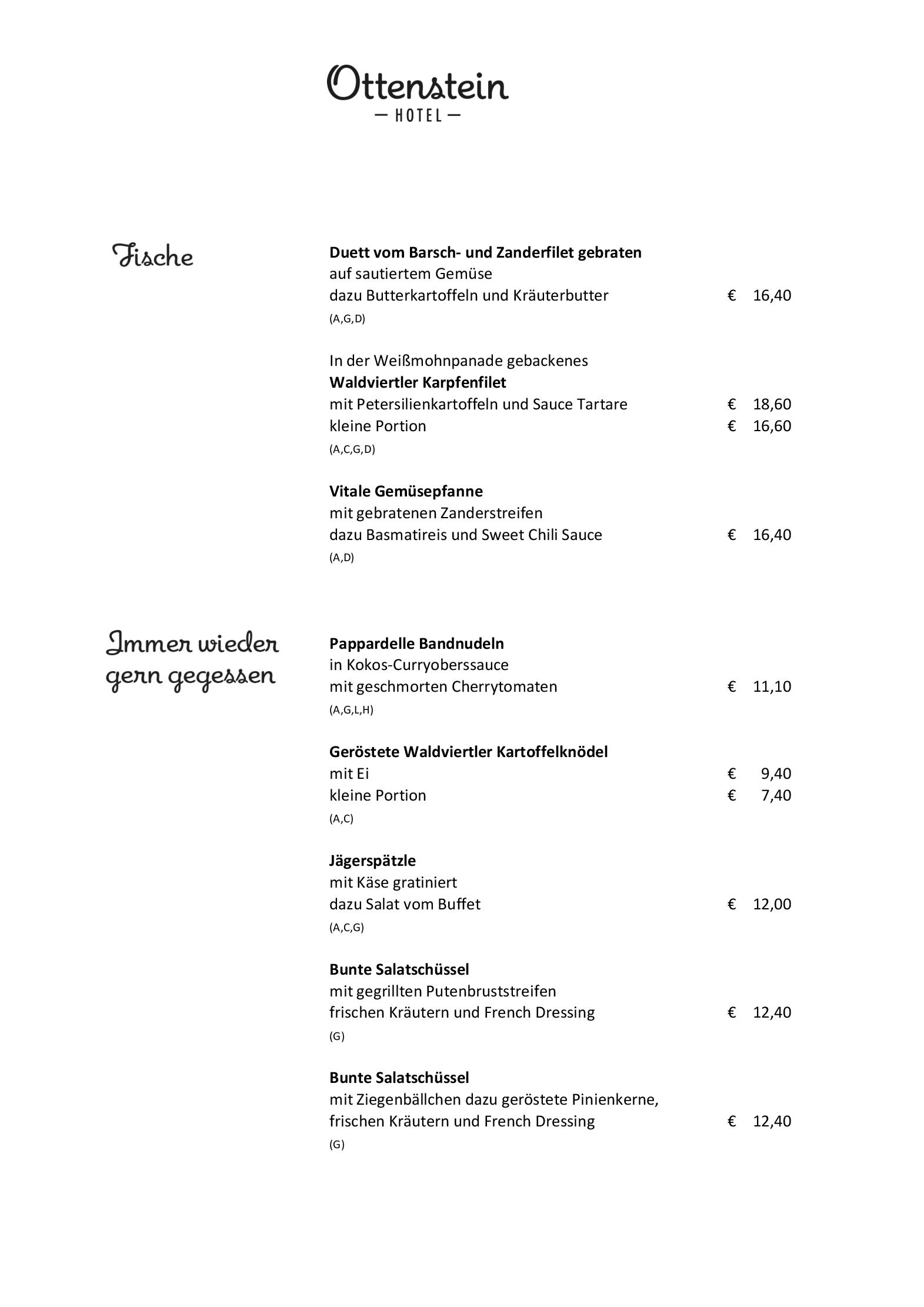 Speisekarte Hotel Ottenstein - Das Wohlfühlhotel in Rastenfeld, Seite 4