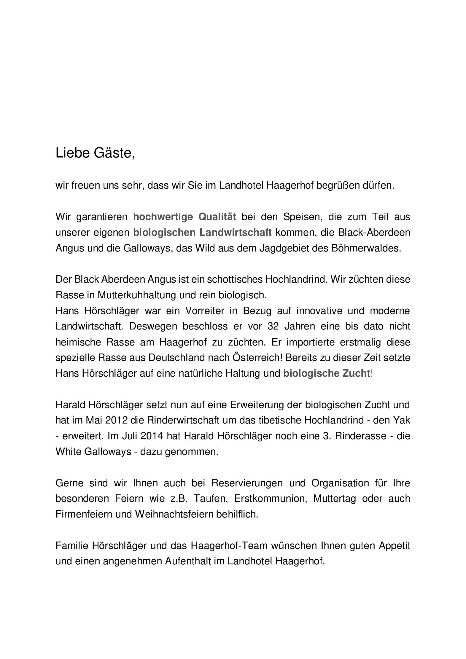 Speisekarte Landhotel Haagerhof in Aigen-Schlägl, Seite 4