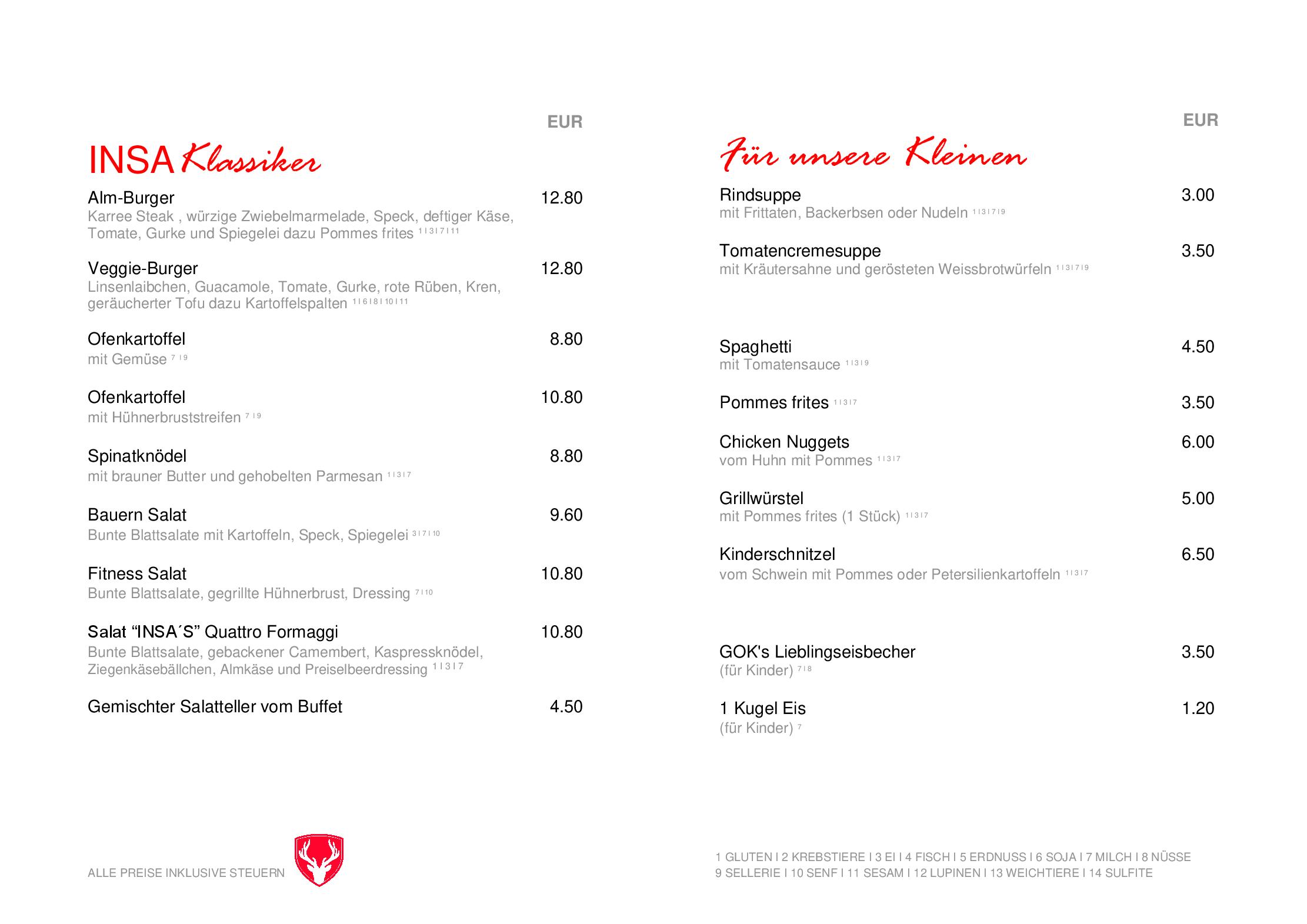 Speisekarte Hapimag Resort Zell am See - Restaurant Insas in Zell am See, Seite 11