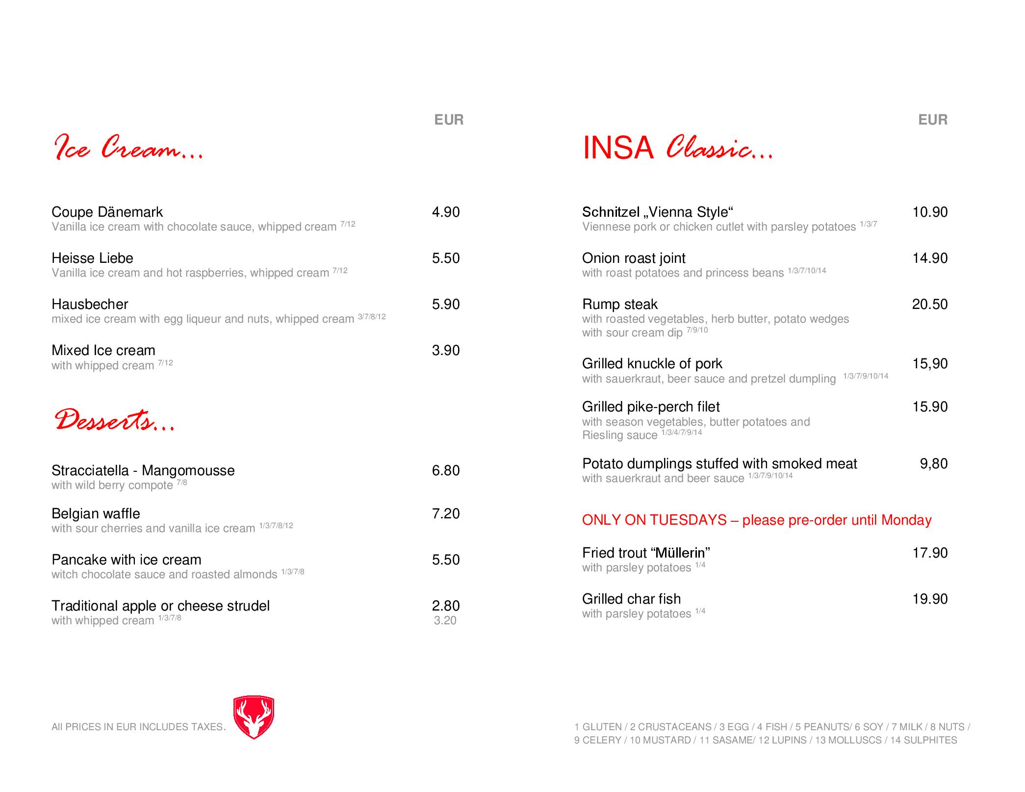 Speisekarte Hapimag Resort Zell am See - Restaurant Insas in Zell am See, Seite 2