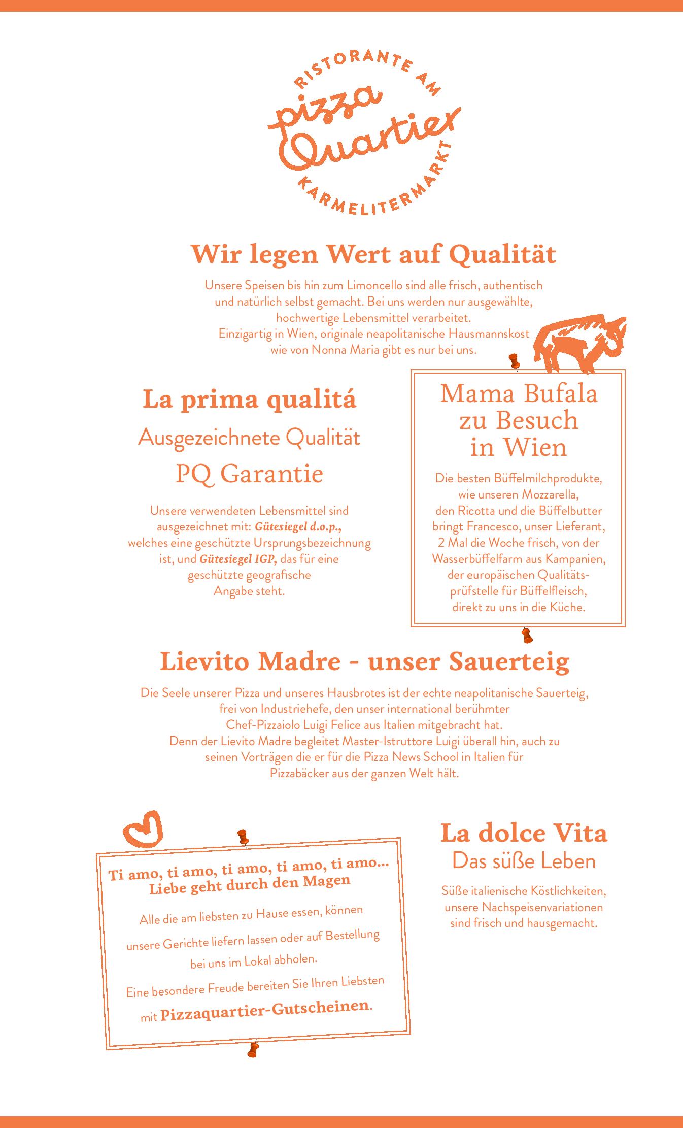 Speisekarte PIZZA QUARTIER in Wien, Seite 2