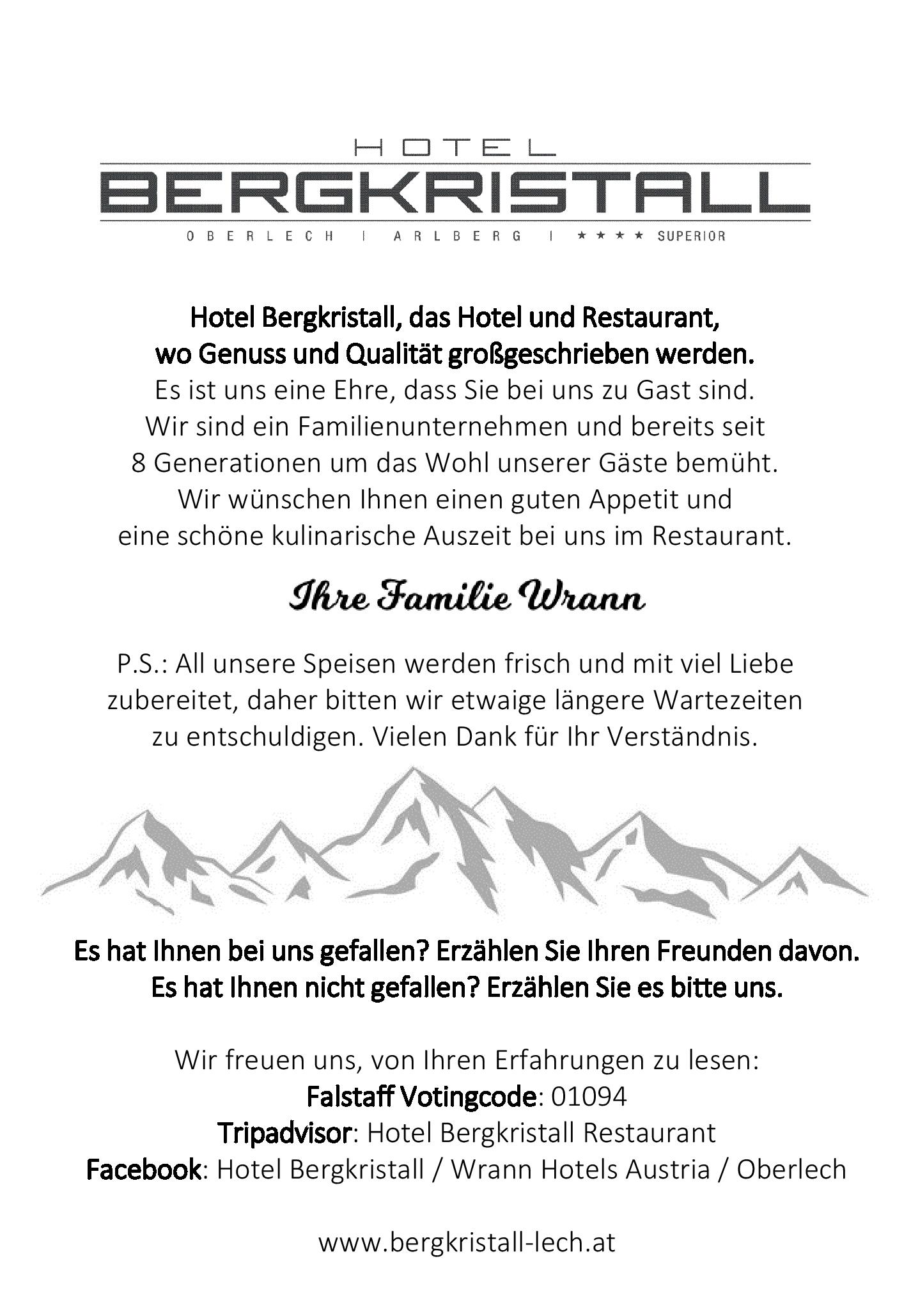 Speisekarte BERGKRISTALL in Lech, Seite 4