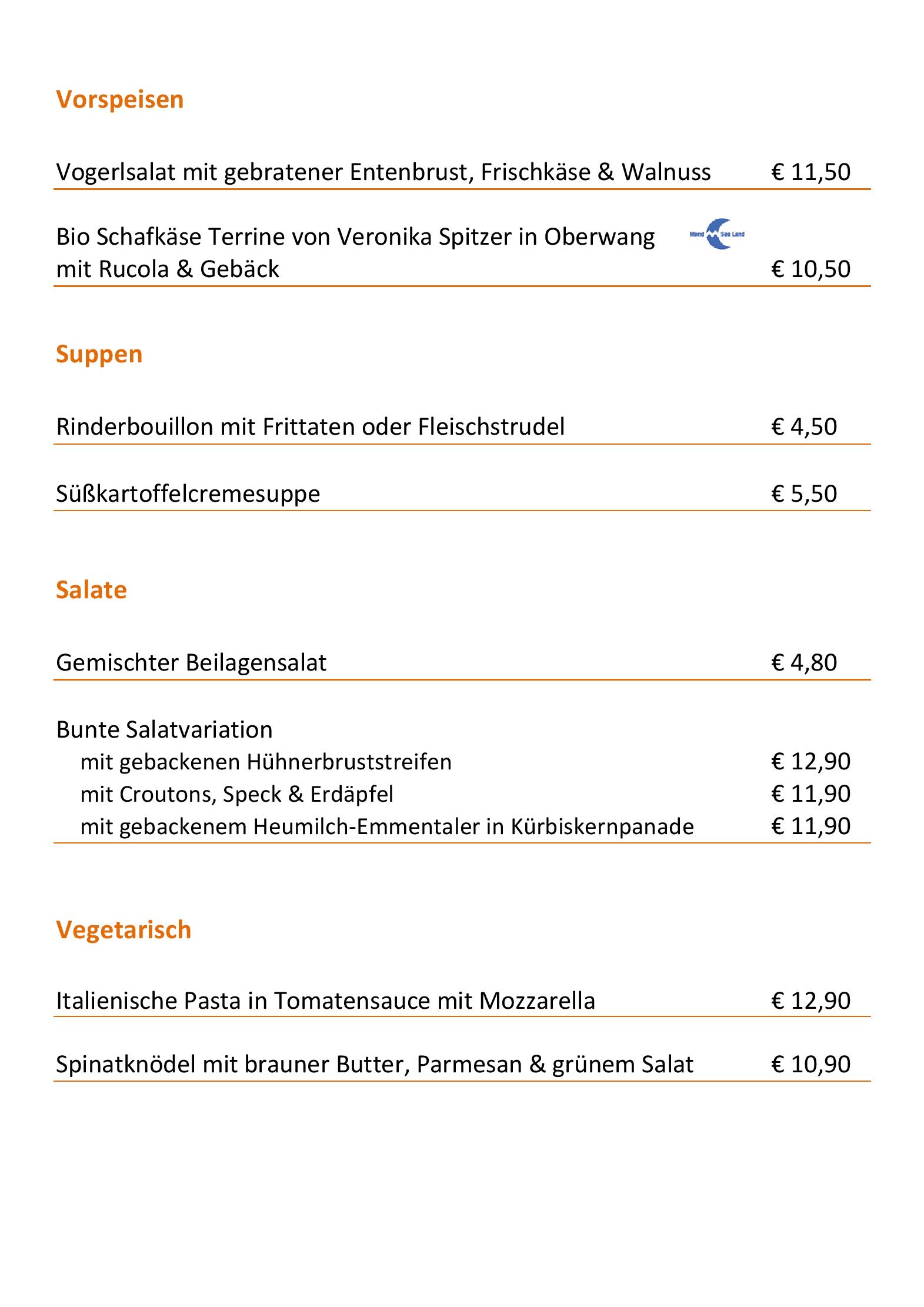 Speisekarte Schlossbrau Mondsee in Mondsee, Seite 4