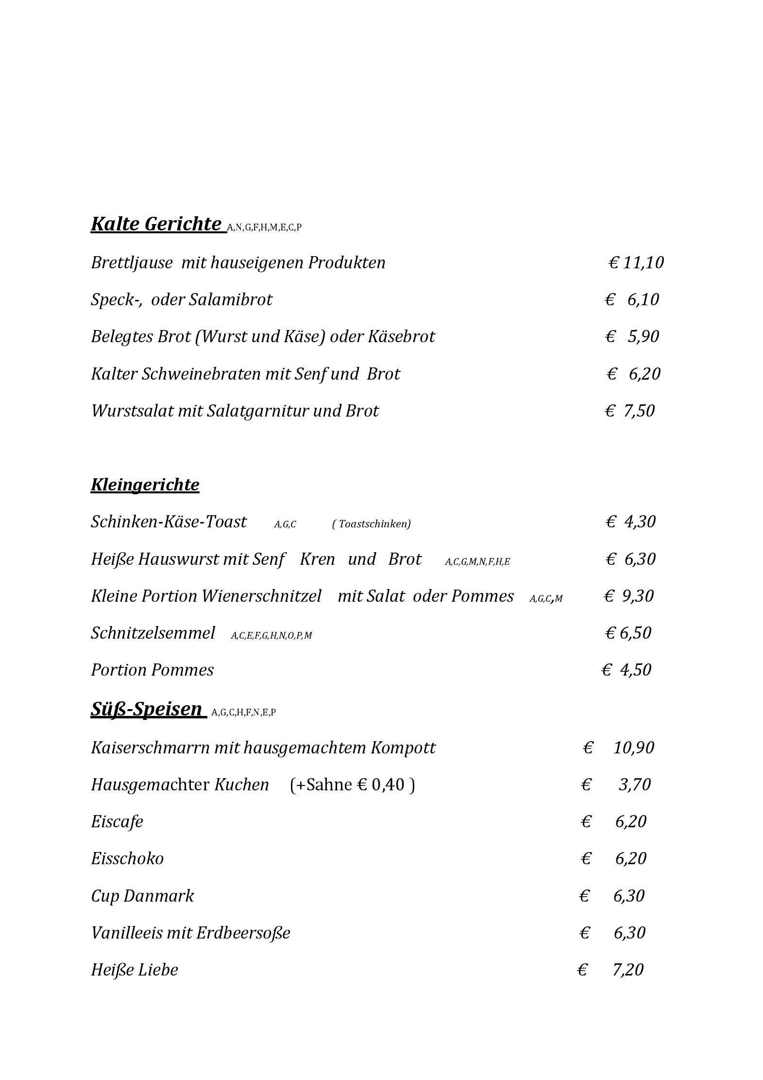 Speisekarte Laggerhof in Rothenthurn, Seite 2