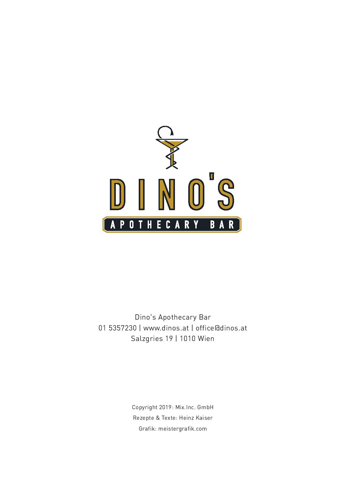 Speisekarte Dino s Apothecary Bar in Wien, Seite 18