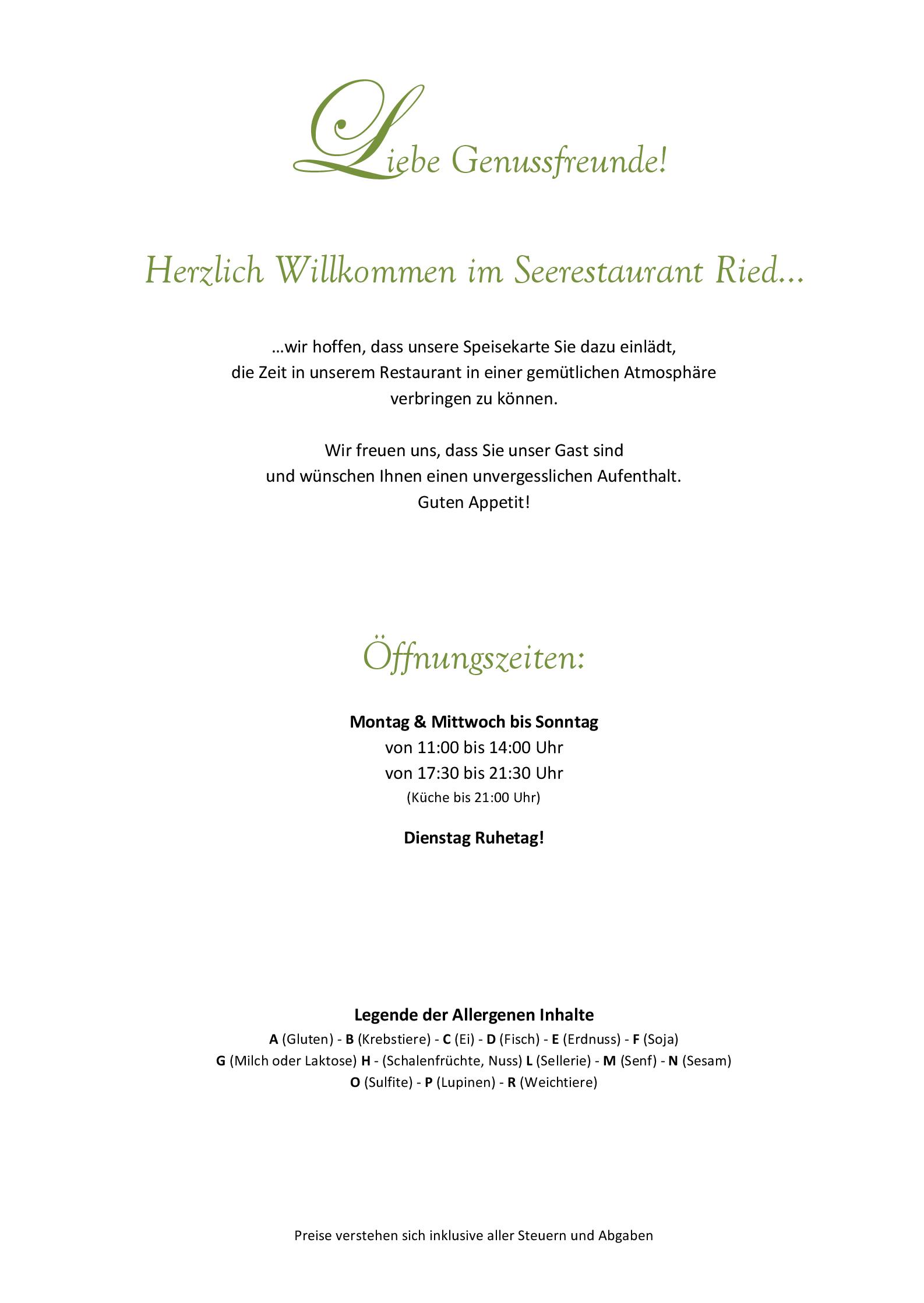 Speisekarte Seerestaurant Ried in Ried im Oberinntal, Seite 2