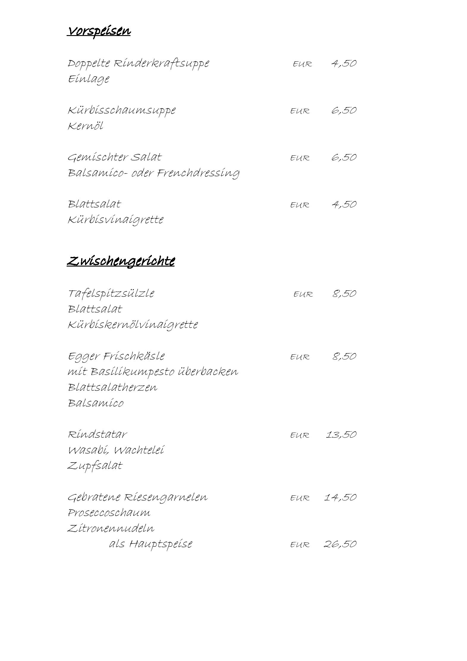 Speisekarte Gasthaus Schiffle in Dornbirn, Seite 2