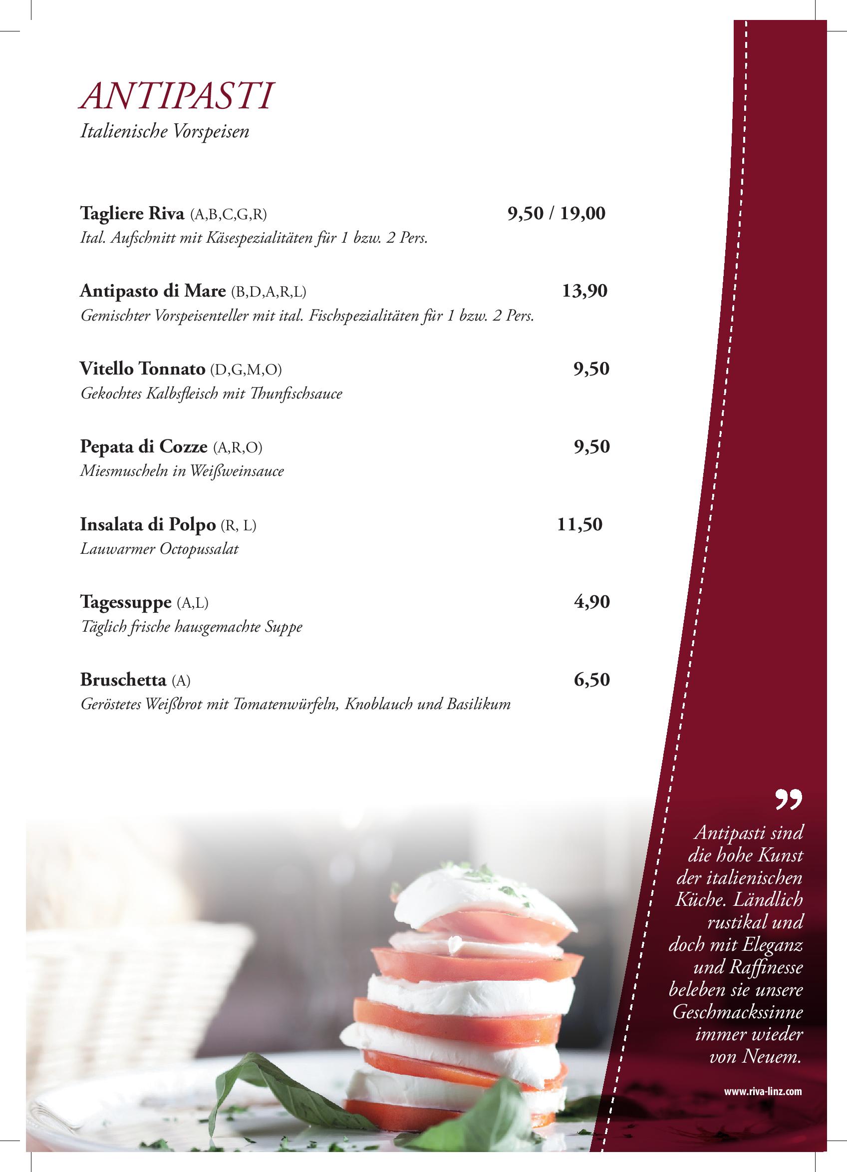 Speisekarte RIVA Ristorante - Pizzeria - Eissalon in Linz, Seite 3