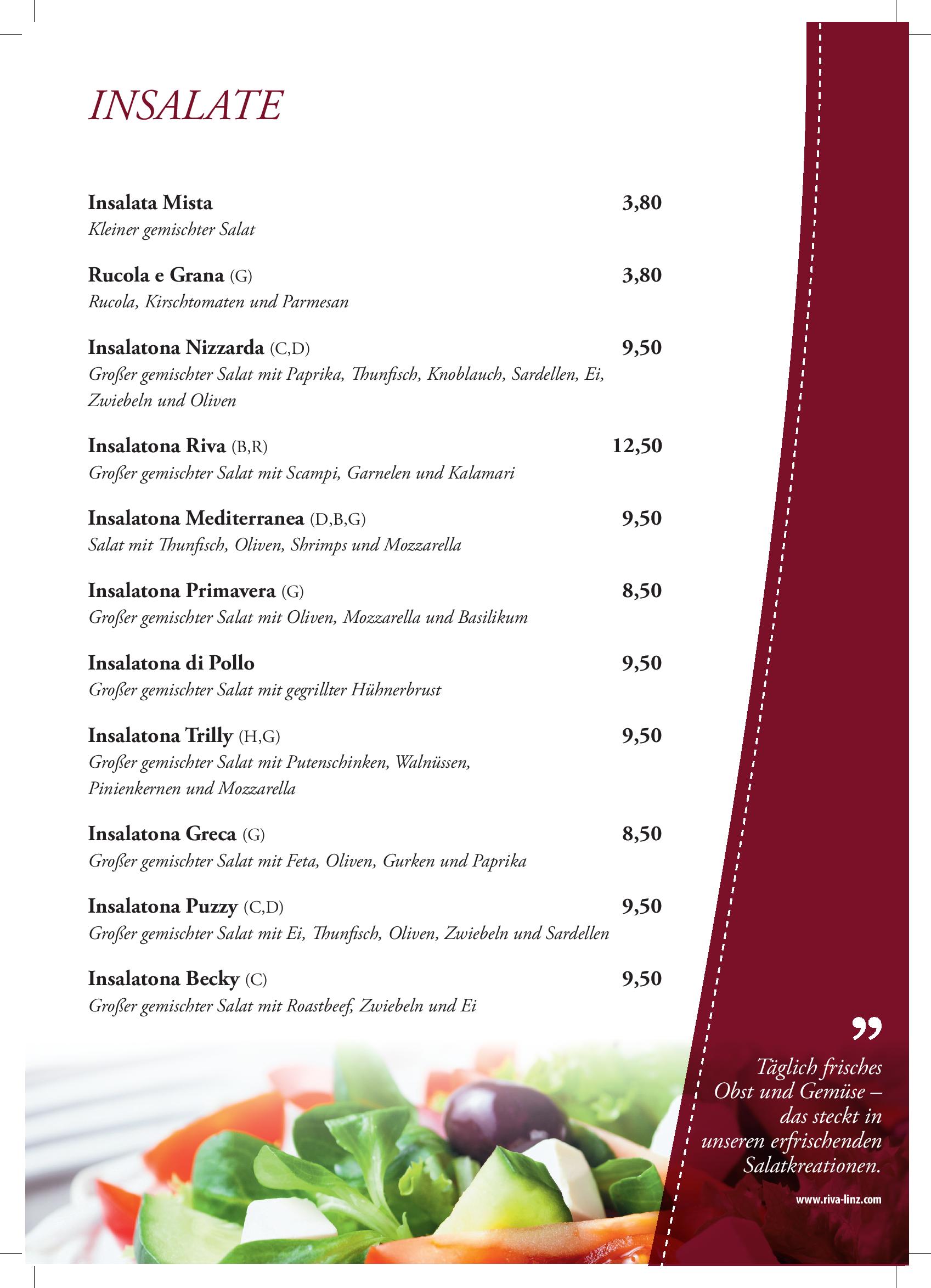 Speisekarte RIVA Ristorante - Pizzeria - Eissalon in Linz, Seite 10