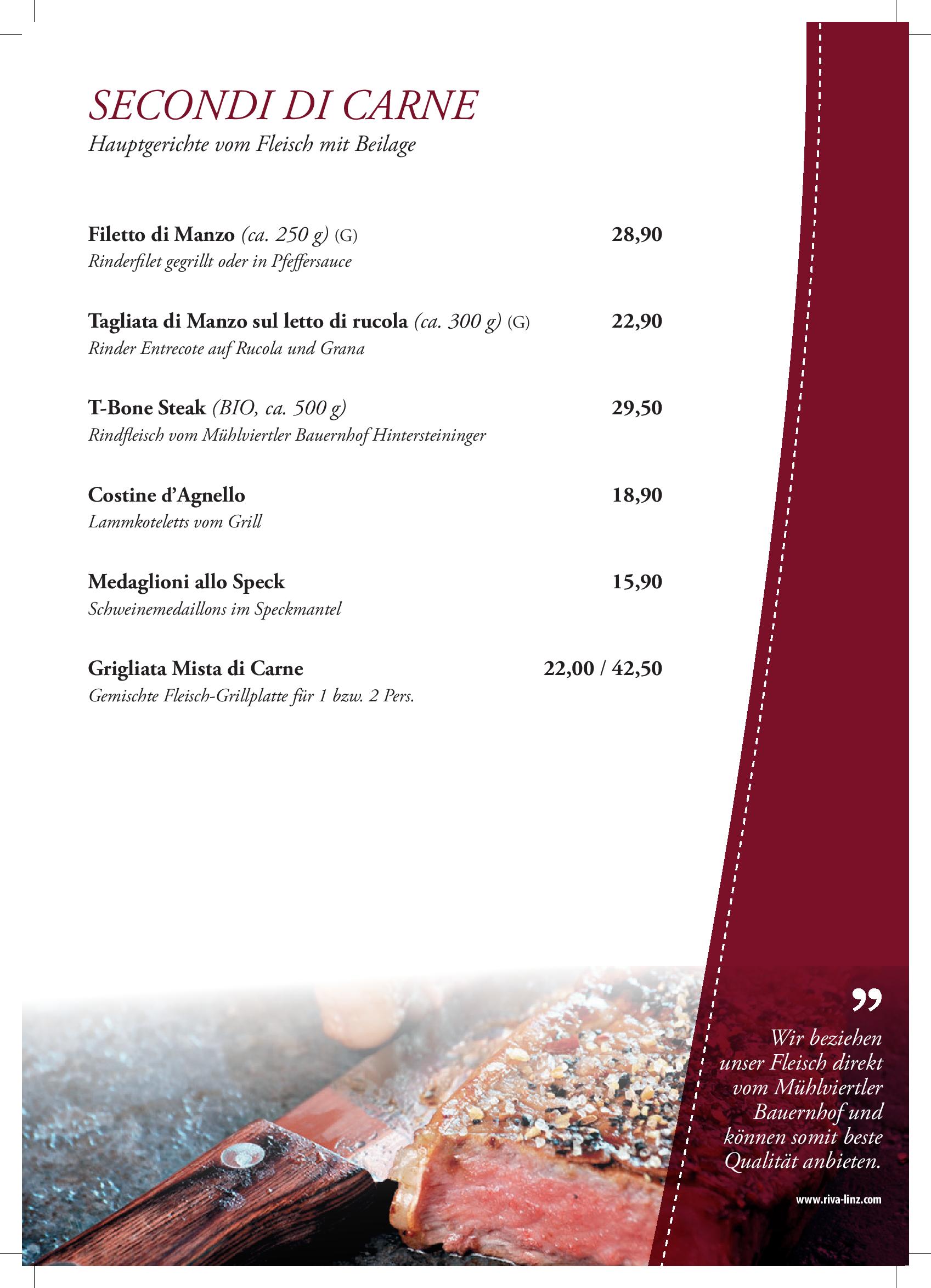 Speisekarte RIVA Ristorante - Pizzeria - Eissalon in Linz, Seite 9
