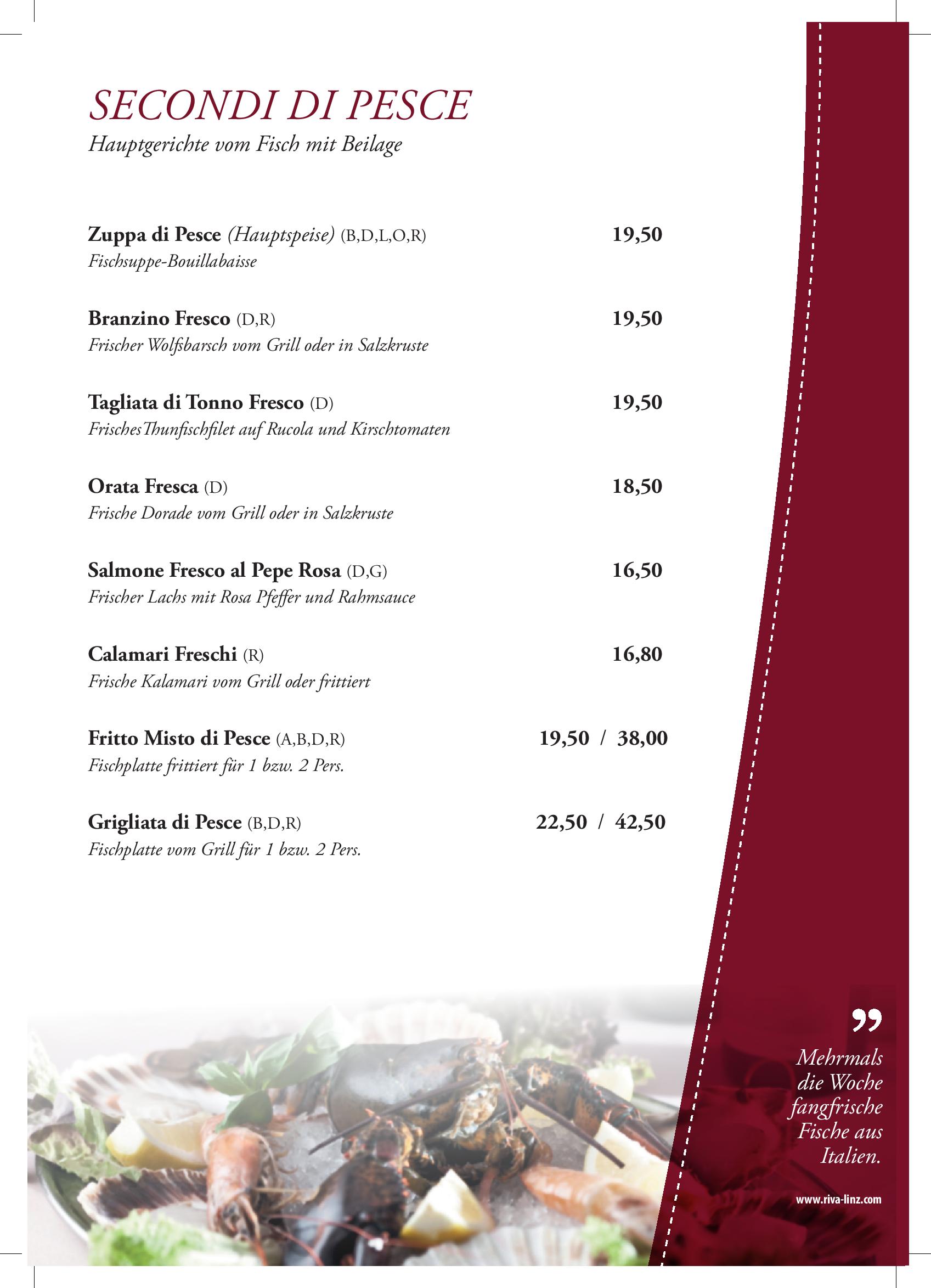 Speisekarte RIVA Ristorante - Pizzeria - Eissalon in Linz, Seite 8