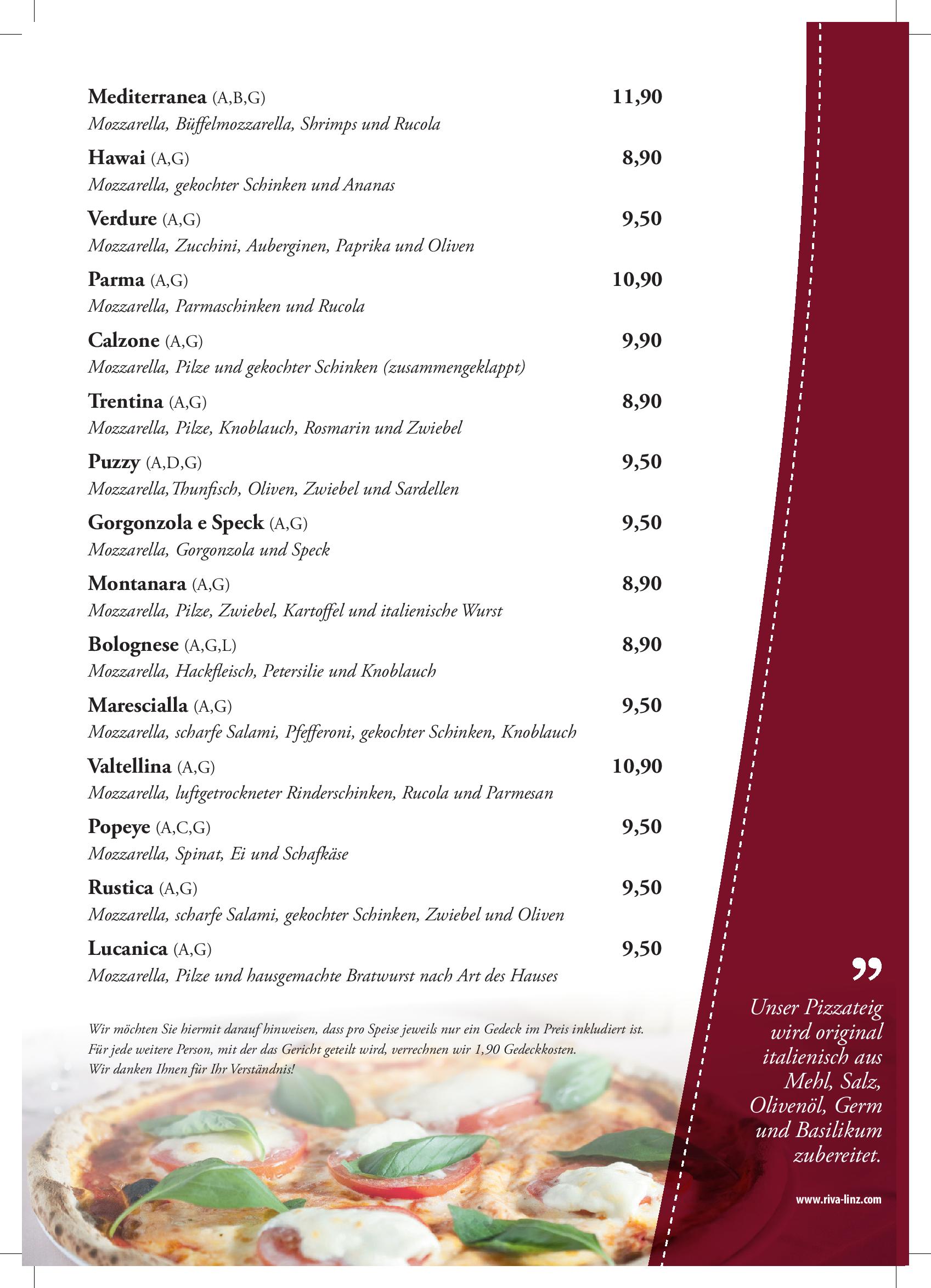 Speisekarte RIVA Ristorante - Pizzeria - Eissalon in Linz, Seite 7