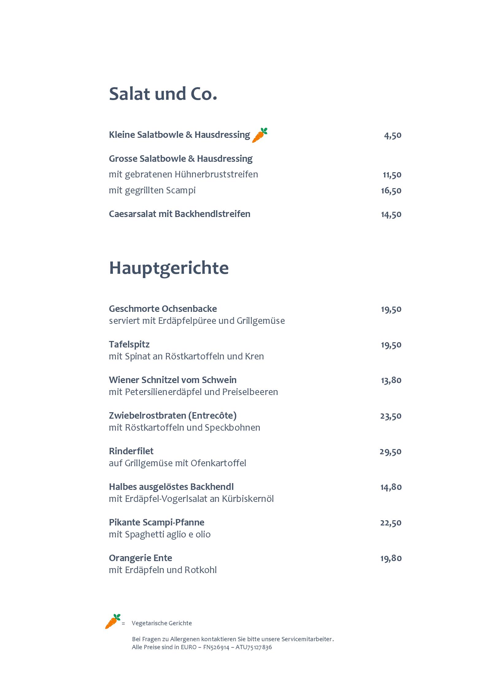 Speisekarte Orangerie Stift Stams in Stams, Seite 4