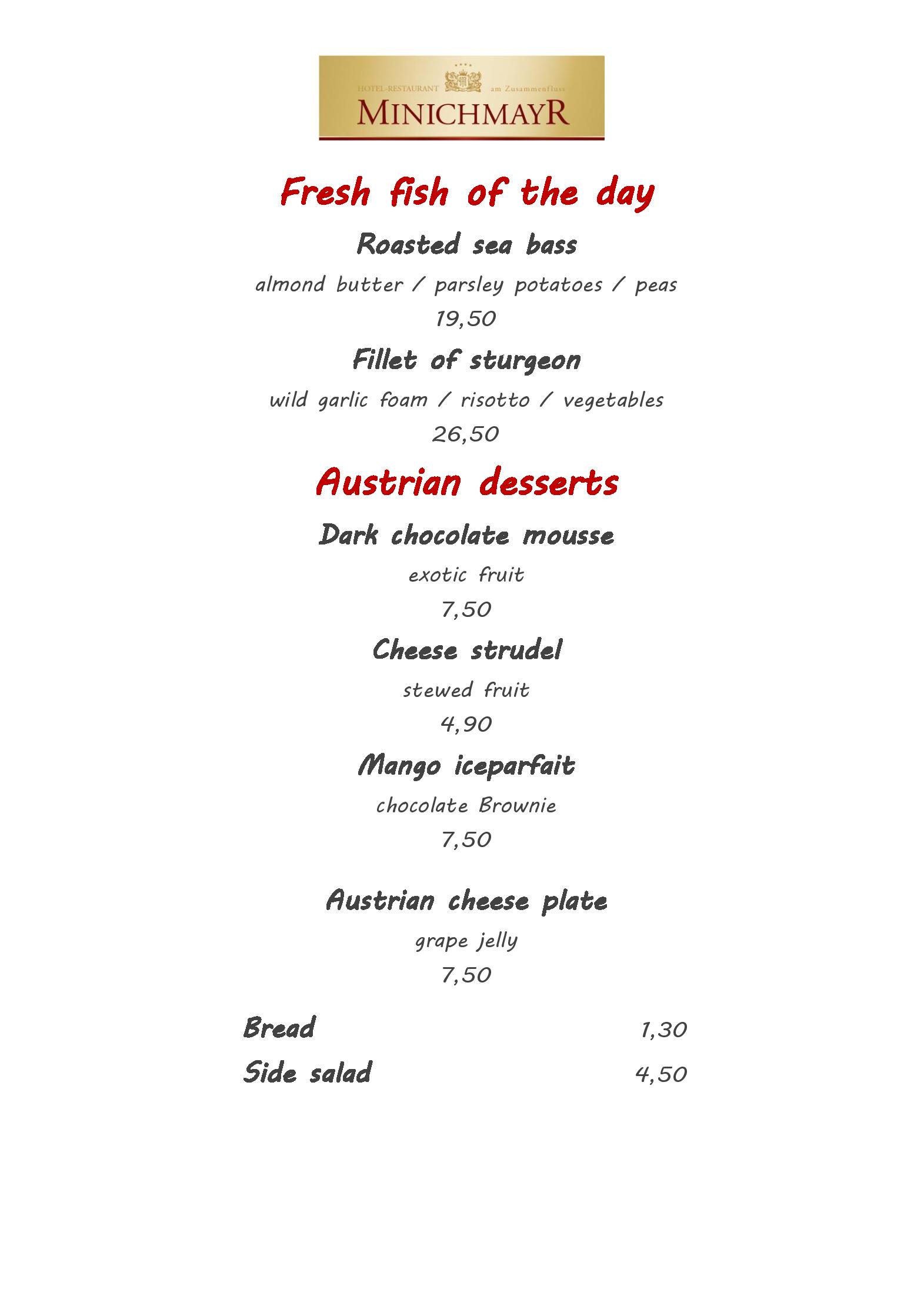 Speisekarte Restaurant Minichmayr in Steyr, Seite 8